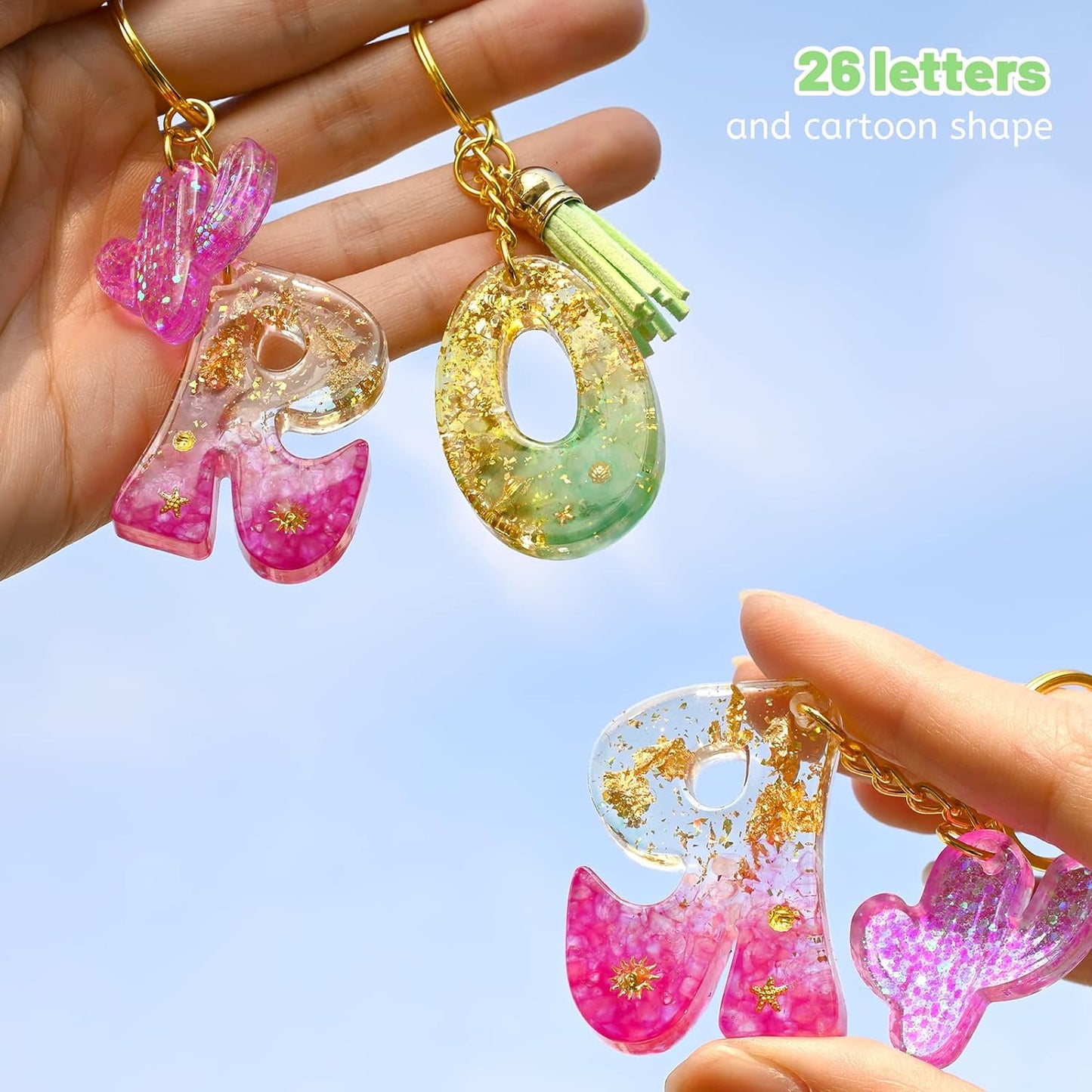 Actvty Alphabet Resin Mold, Reversed Alphabet Silicone Molds with Holes for Epoxy, Letter Molds for Resin DIY Keychain Jewelry Pendant