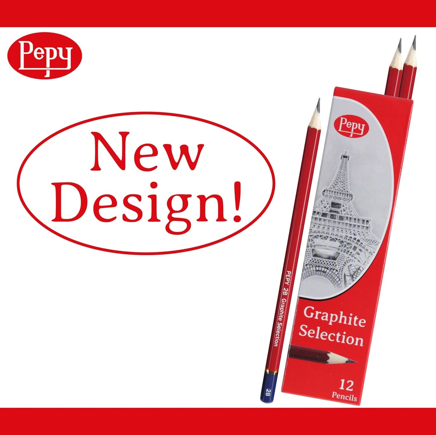 Pepy Graphite Professional Drawing Pencils - Set of 12 4B Pre-Sharpened Black Lead Pencils; Perfect for Drawing, Sketching and Shading, Graphic and Fine Art