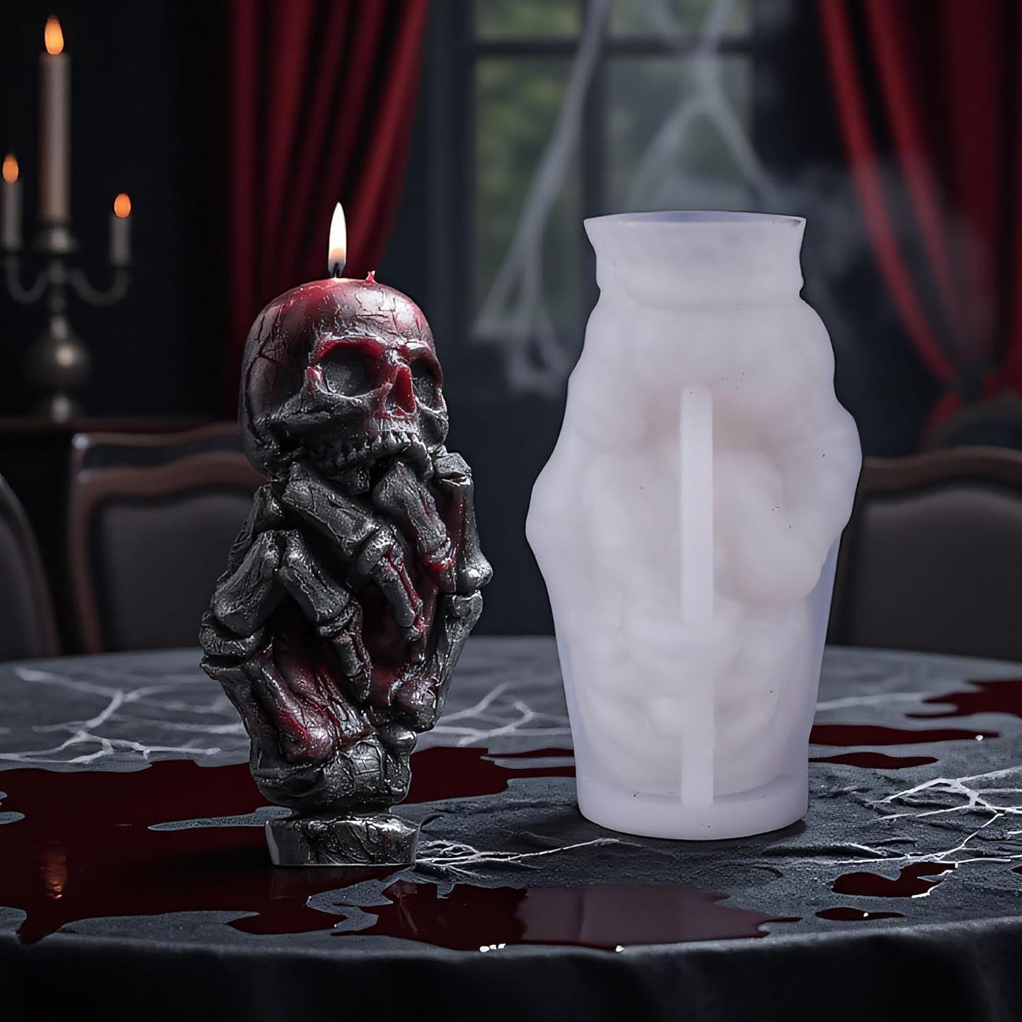 Skull Hand Ghost Cylinder Molds Silicone Wave Spiral Candle Mold - Silicone Resin Casting Molds for Candle & Resin & Soap Craft Supplies