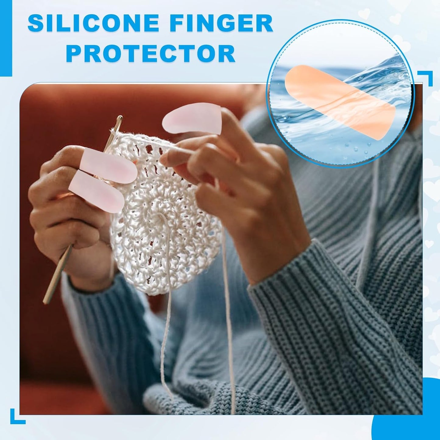PATIKIL Gel Finger Cots 1.6"x0.79", 20 Pcs Silicone Finger Protector Support Finger Sleeve Cushions Thumb Protector Covers Fingertip Caps Gloves for Finger Cracking, Beige