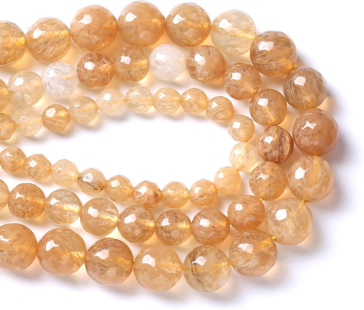 60pcs 6mm Natural Faceted Tea Watermenlon Jade Stone Beads for Jewelry Making Energy Healing Beads DIY Bracelet Necklace Accessories 15" (6mm, Faceted Tea Yellow Jade)