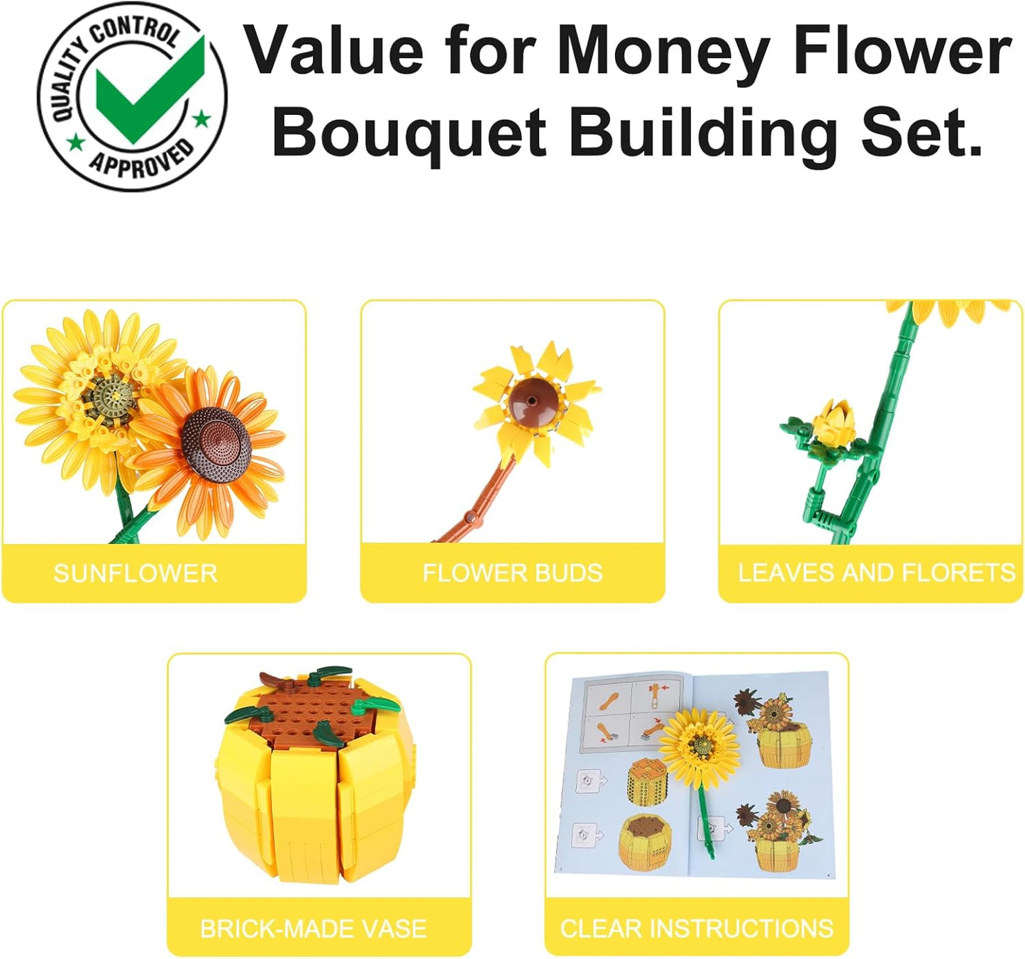 Sunflower Building Blocks Set for Adults, Van Gogh Art Botanical Collection, Sunflower Pot Kits Compatible with Lego Flowers, Gifts for Mother's Day Christmas Birthday (1009PCS)