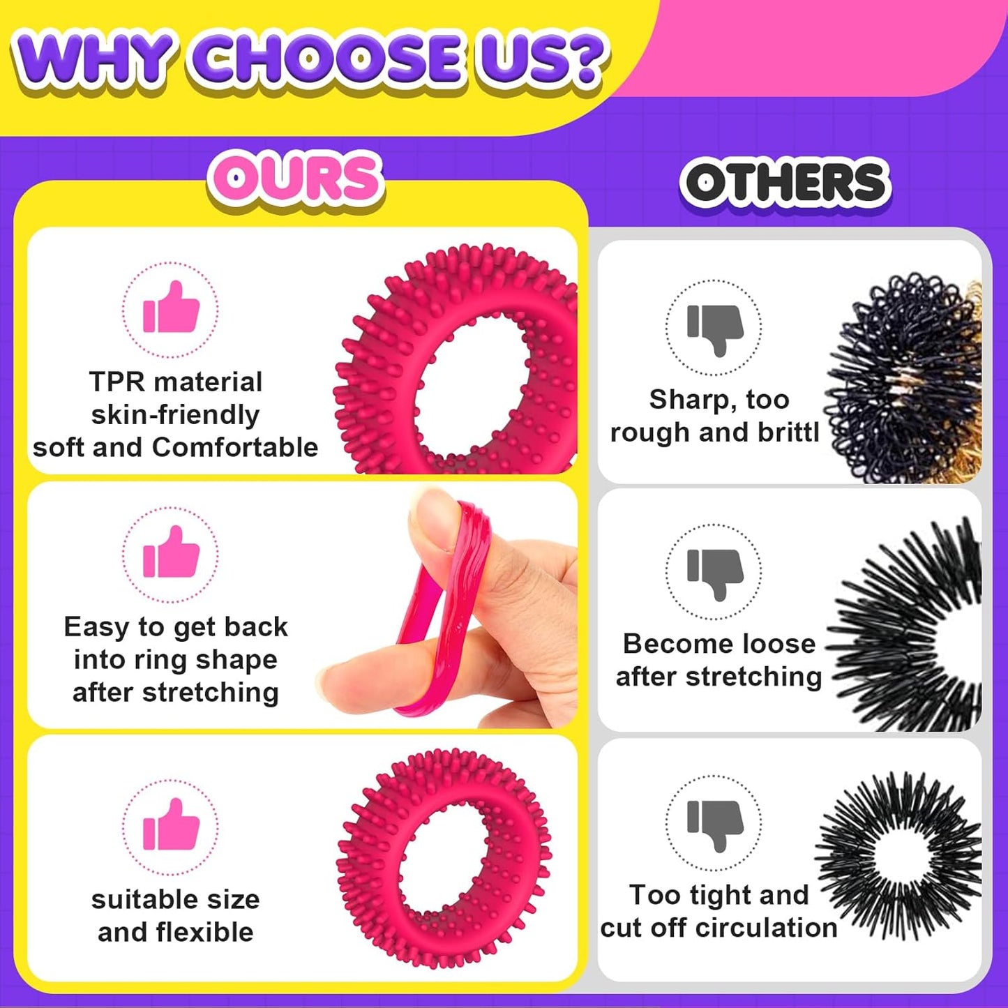 Fidget Toys Sensory Rings for Kids: Fidget Ring 18 Pack - Sensory Toys for Kids with Autism - Quiet Anxiety Fidgets Bulk for Classroom Prize - Stocking Stuffers