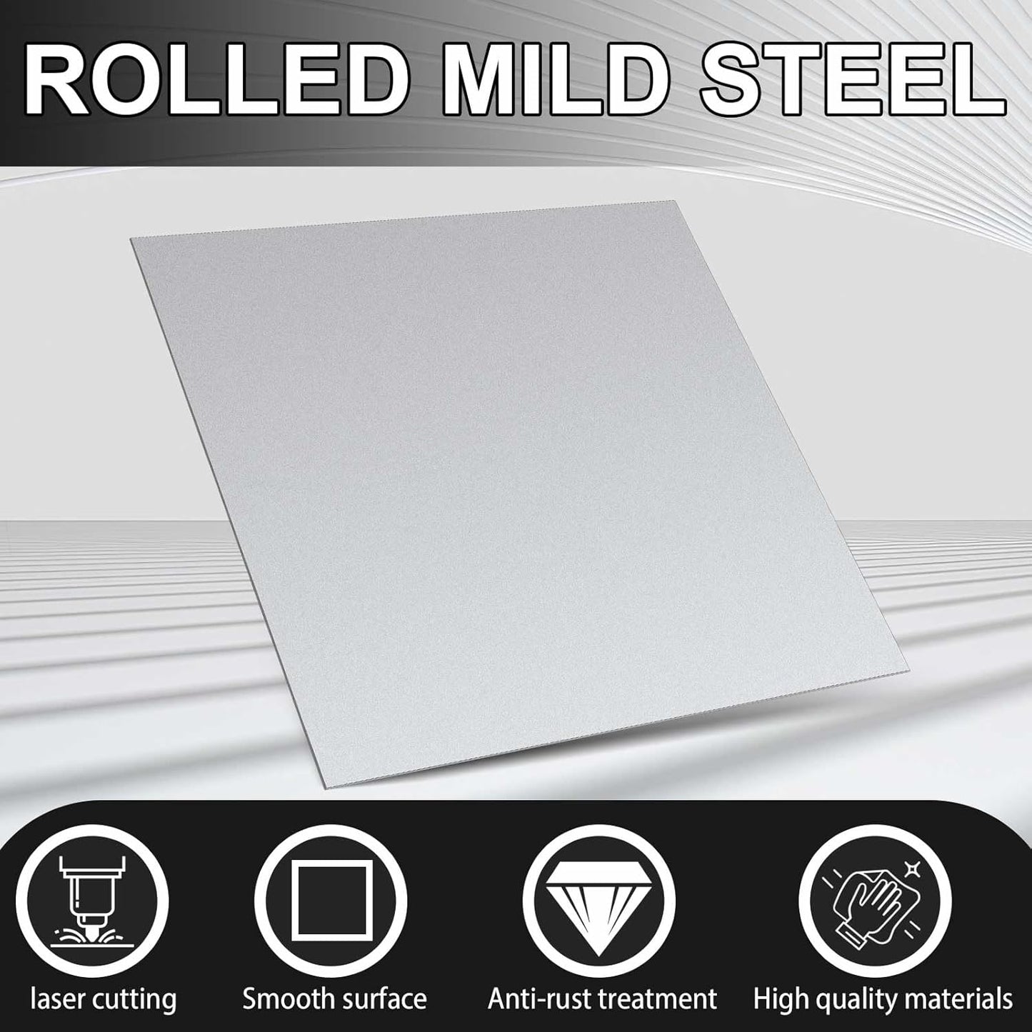 Hicarer 2 Pcs Mild Steel Sheet Cold Rolled 18 Gauge Metal Plate Weldable Metal Sheets for Professional Industrial DIY Use, Clean Surface Easy to Weld (6'' X 6'')