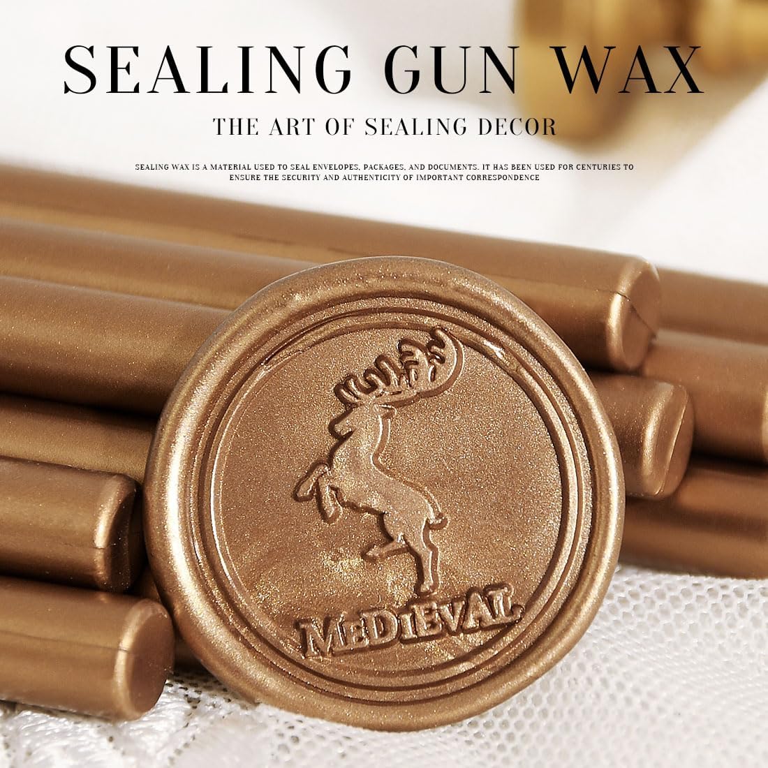 Classic Antique Gold Sealing Wax Stick, Wax Seal Stick for Mini Glue Gun, DIY Wedding Invitation Decoration - Pack of 16