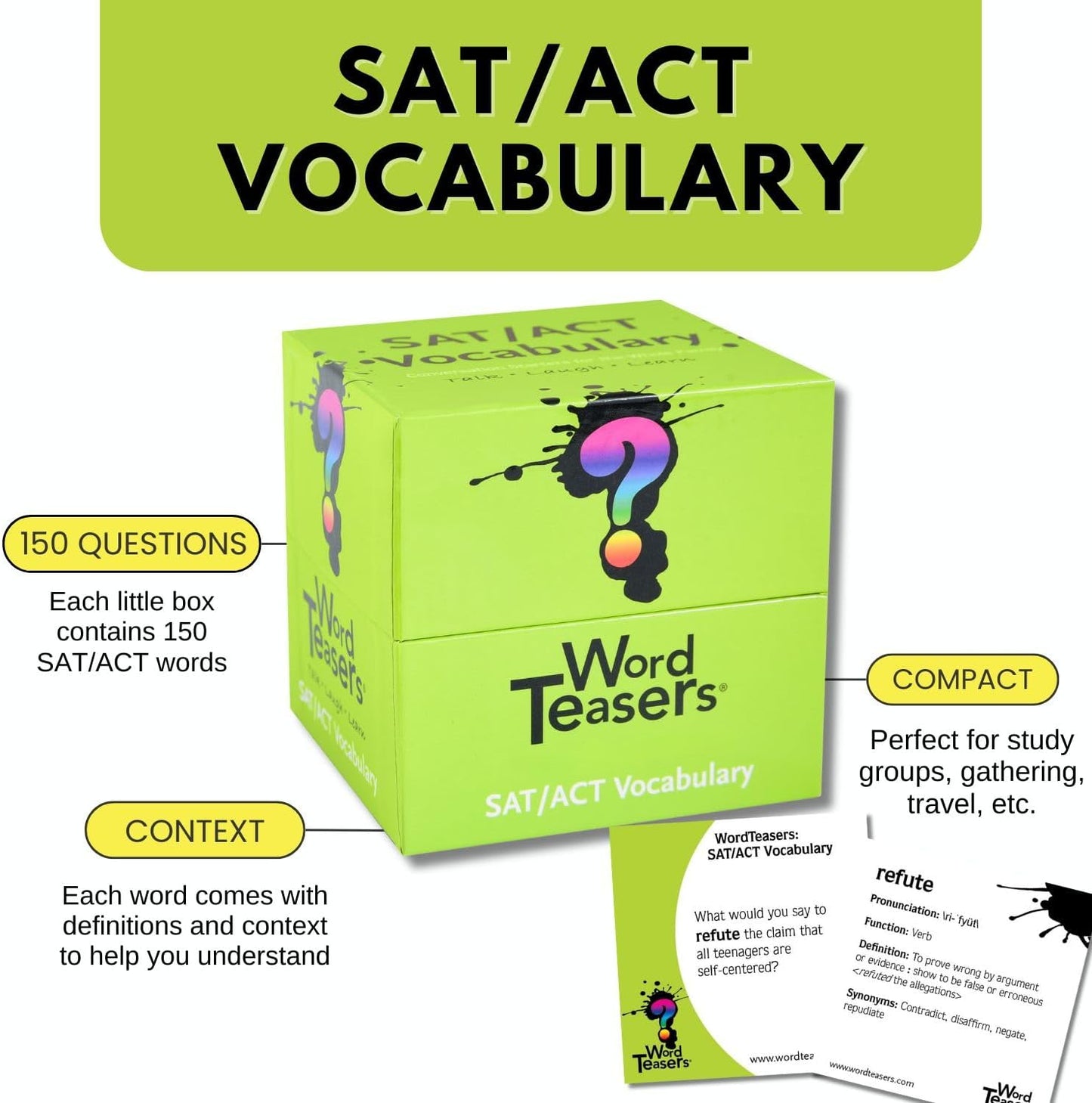 ? WORD TEASERS SAT Vocabulary - Vocabulary Builder for Kids, Teens & Adults - Fun Family Conversation Starter & Vocabulary Game - SAT Word Game - 150 SAT Vocabulary Flash Cards