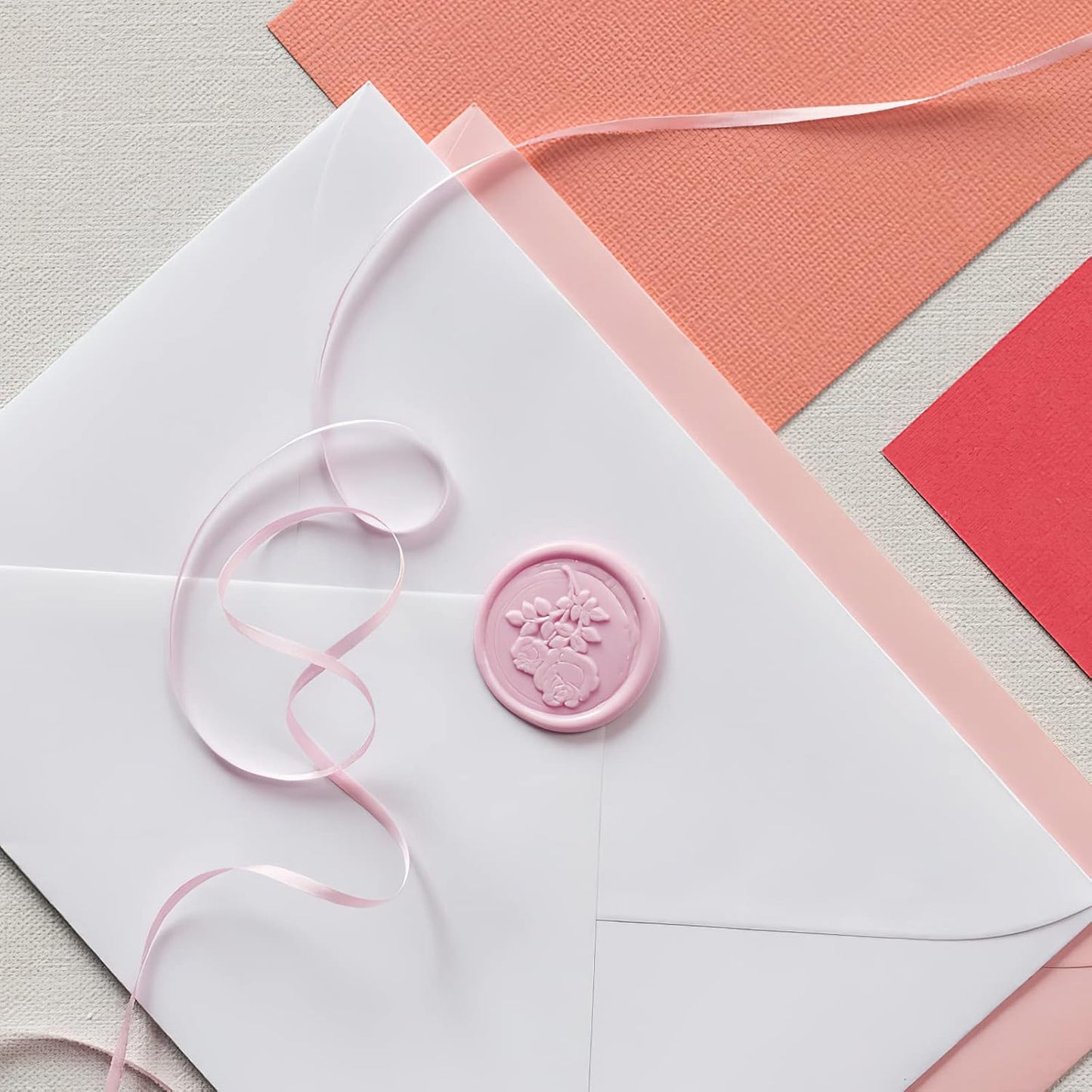 500 Pcs Wax Seal Kit - Pink Octagon Sealing Beads With 4 Tea Candles and 1 Melting Spoon for Crafts, Letters, Wine, Greeting Cards
