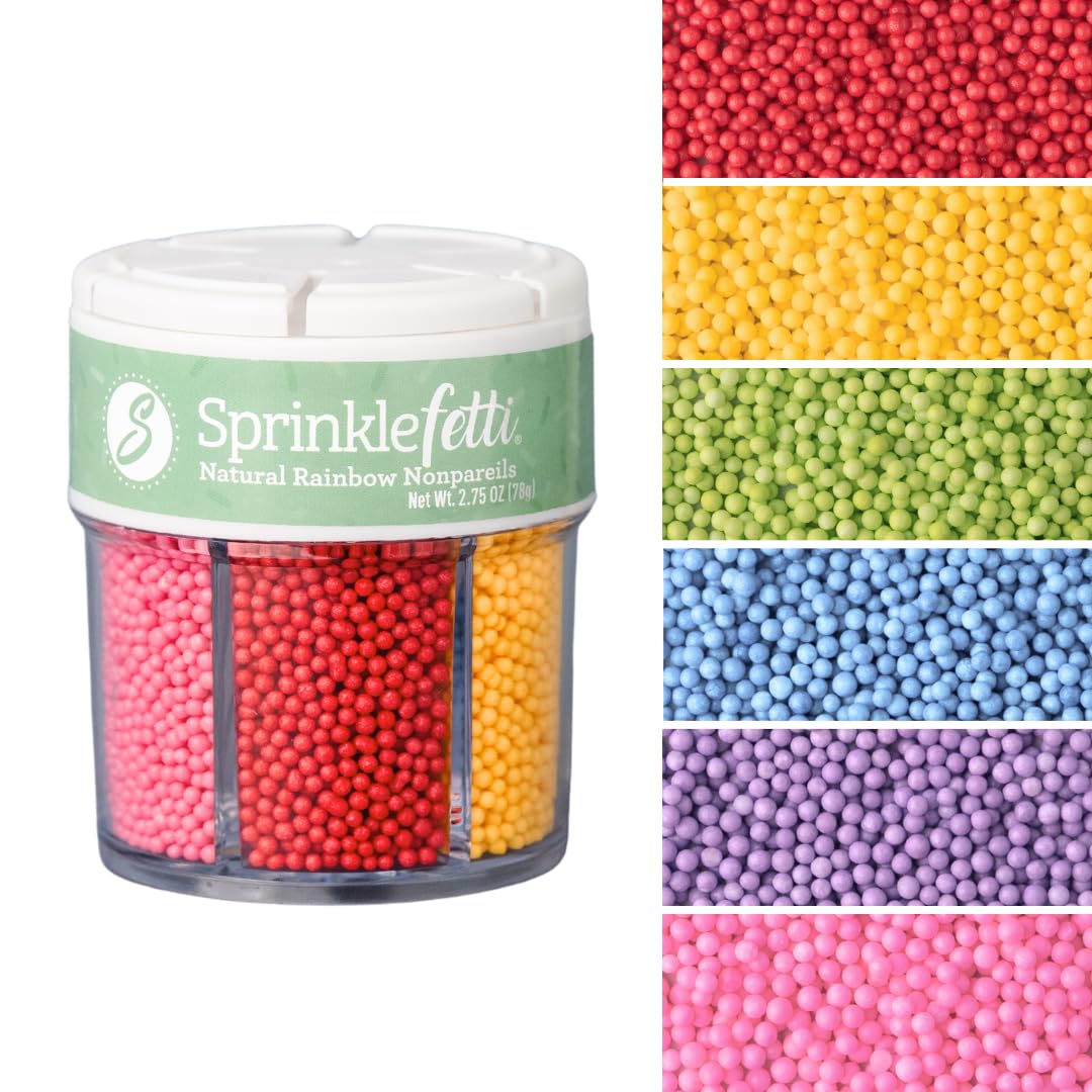 Sweets Indeed Dye-Free Rainbow Sprinkle Mix – 2.75 oz 6-Cell Jar | Natural Rainbow Sprinkles in Dye-Free Colors | Clean-Label Baking Decorations for Cookies, Cupcakes & Desserts