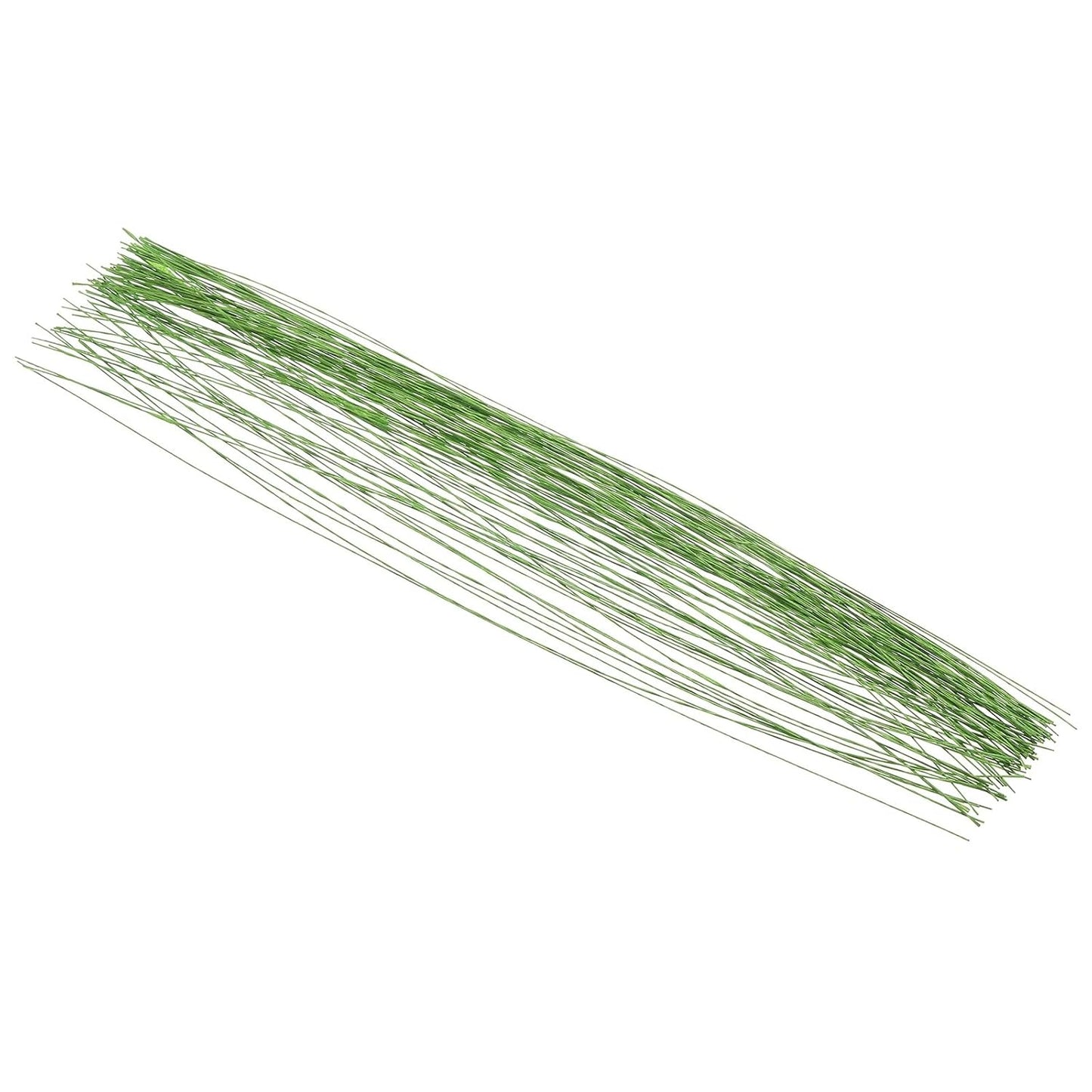PATIKIL 30 Gauge 16" Floral Stem Wire, 100 Pcs Paper Wrapped Iron Artificial Flower Stem Accessories for DIY Bouquet Stem and Craft Decoration, Light Green
