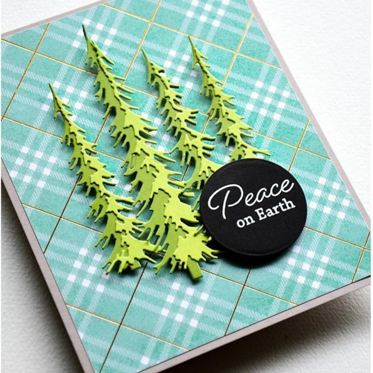 Mvchifay Cutting Dies Happy Birthday Metal Stencils Scrapbooking Tool DIY Emboss Paper Card Making (Narrow Pine Trees-11.7x11.8cm)