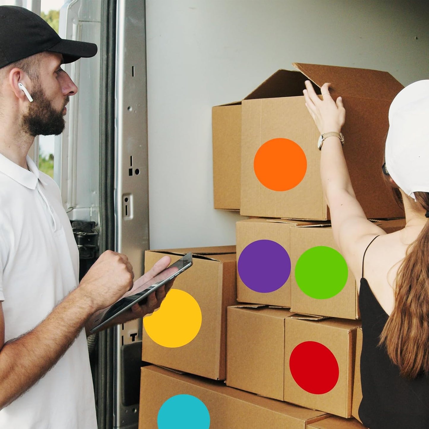 STARLIBOO 6" Round Large Colored Stickers Labels, Dots Circles Stickers for Moving, School, Home, Office, Business- 6 Colors