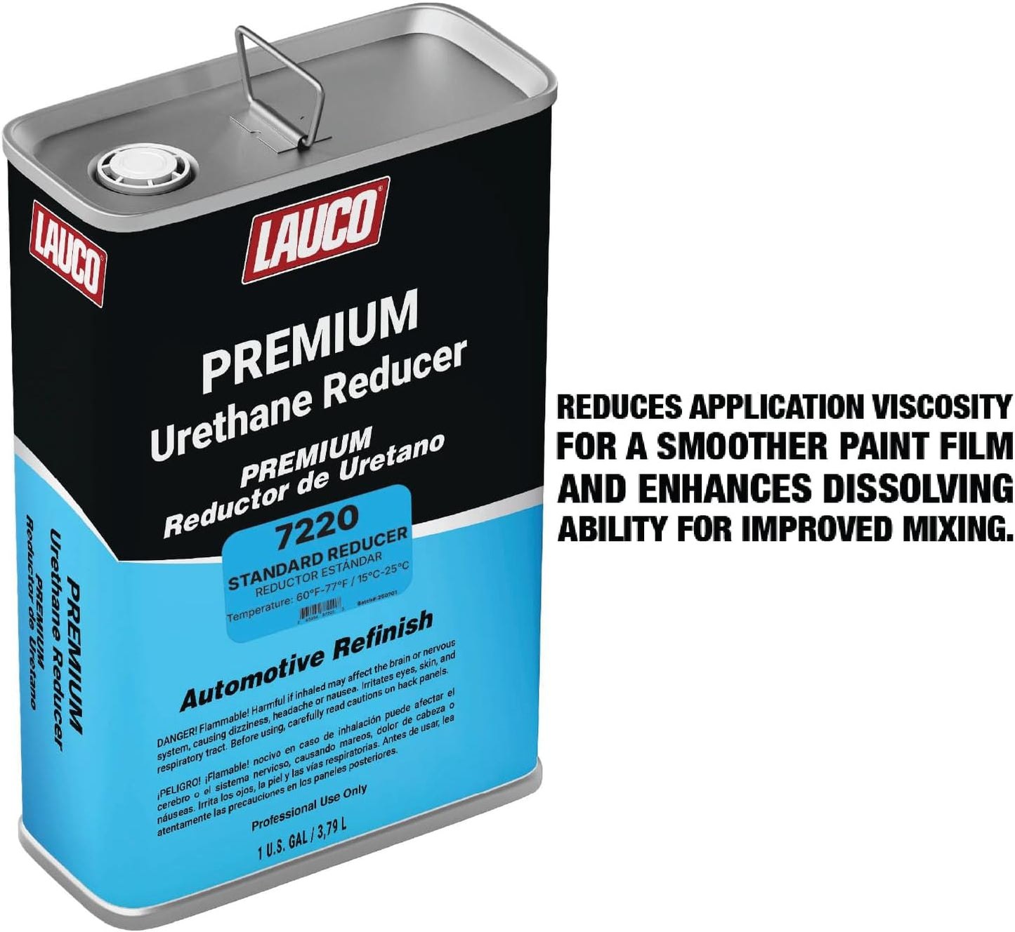 LAUCO Standard Urethane Grade Reducer (7220), 1 Gallon, 60°F - 77°F - for Automotive Paint and Industrial Paint Use - High Performance Automotive Grade