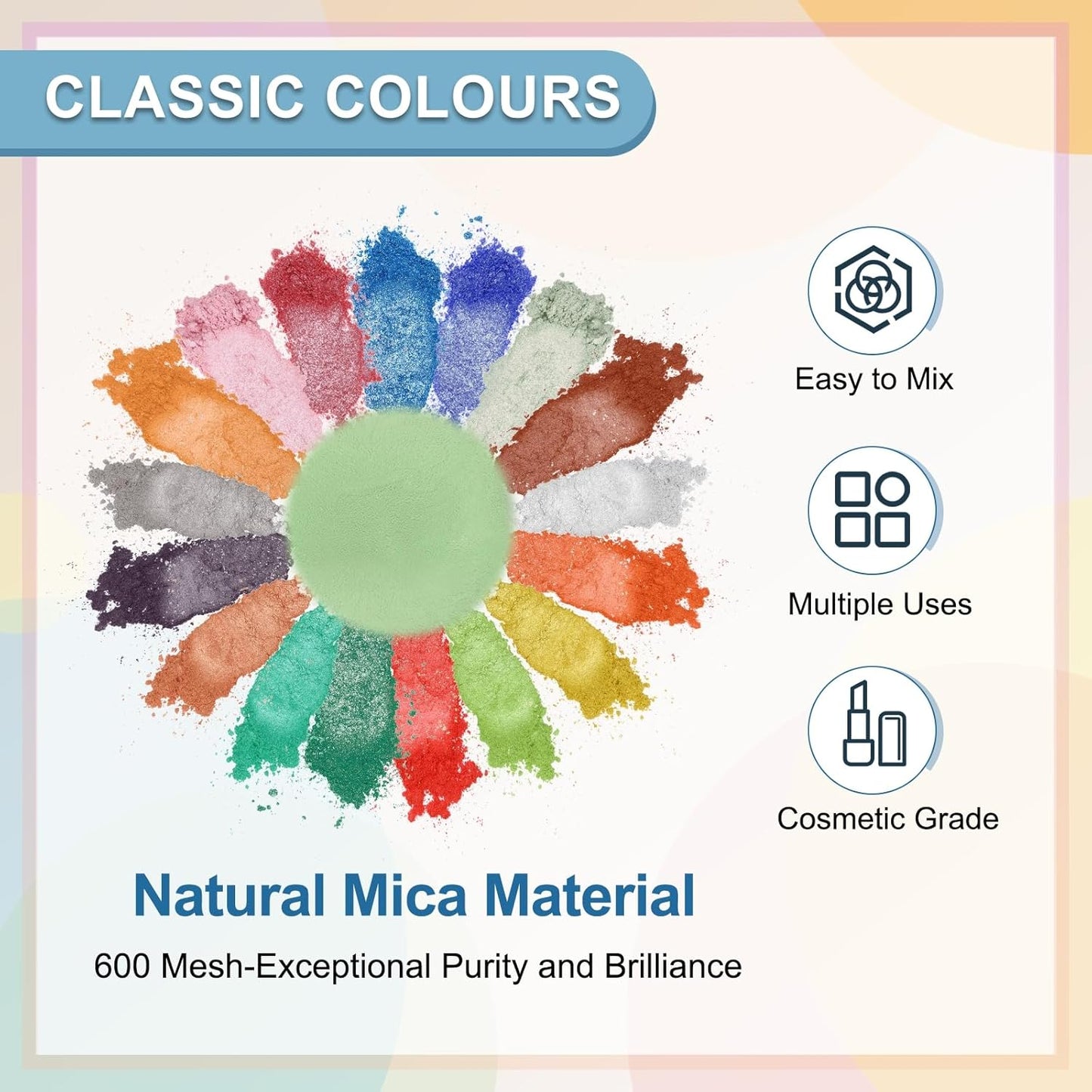 uxcell 10g/0.35oz Cosmetic Grade Mica Powder, 600 Mesh Mica Powder Natural Resin Epoxy Pigment Powders for Casting Resin, Candle Dye, DIY Nail Polish and Lip Gloss, Mint Green