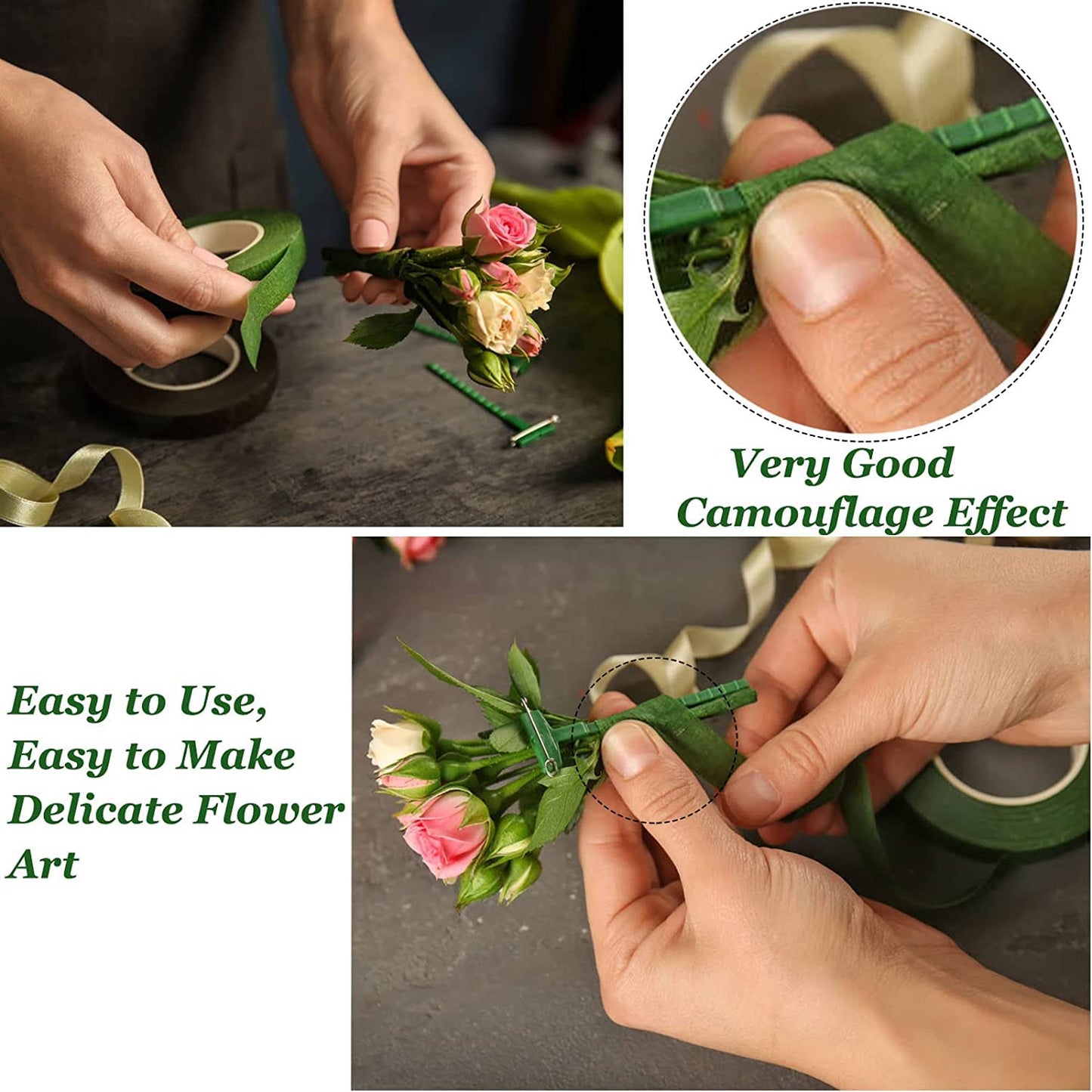 SONGZIMING Floral Arrangement Kit with Green Floral Tape, 22 Gauge Floral Wire Stems, 26 Gauge Paddle Floral Wire and Floral Wire Cutter for Bouquets banquets, Artificial Flowers