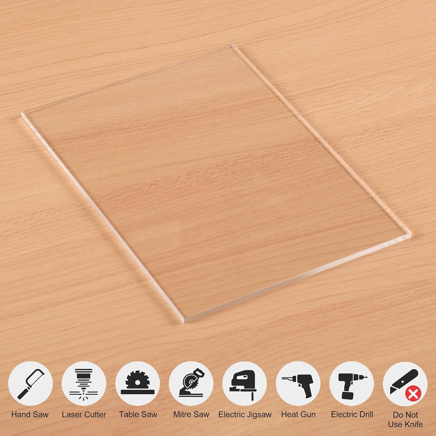 Clear Acrylic Sheet 5" x 7" Cast Plexiglass Panel 1/8" Thick (3mm) Transparent Plastic Board for Sign, Craft, Display Projects, Laser Cutting, Engraving, Pack of 2
