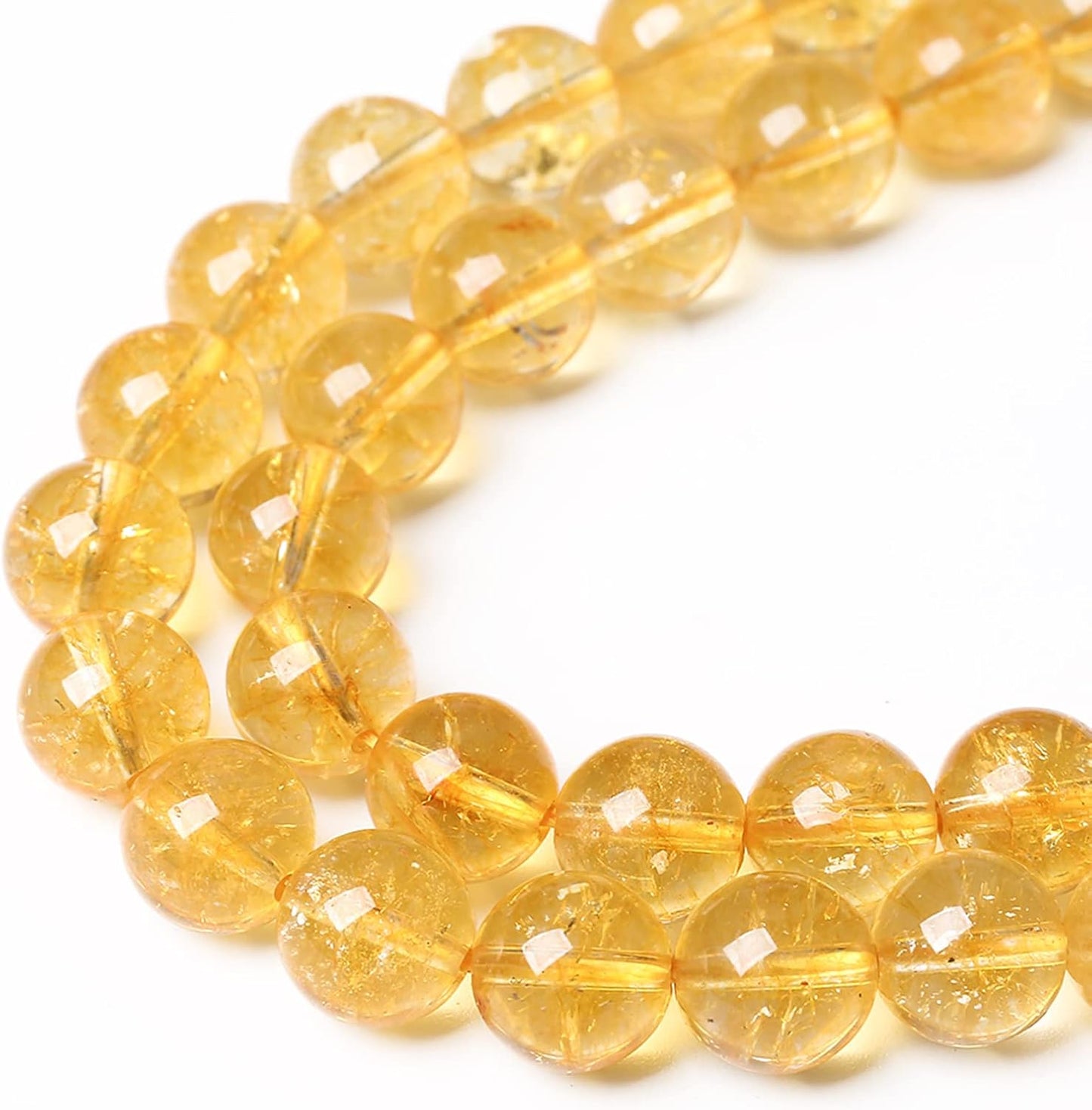 180Pcs 4mm Natural Citrine Beads for Jewelry Making Yellow Crystal Quartz Round Loose Beads DIY Bracelet Necklace Earrings 32" 2 Strands