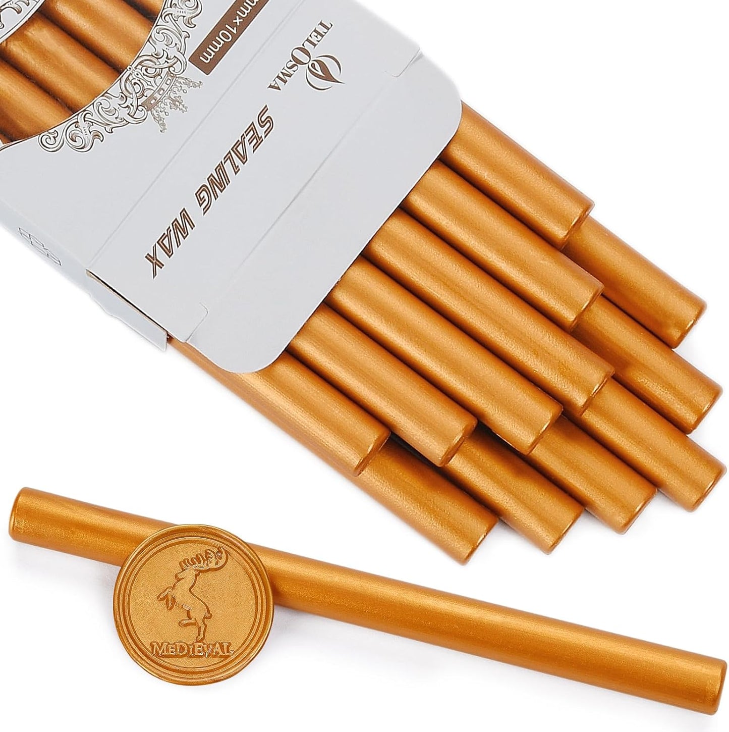 Amber Gold Wax Seal Sticks for Standard Size Hot Melting Glue Gun - Pack of 12