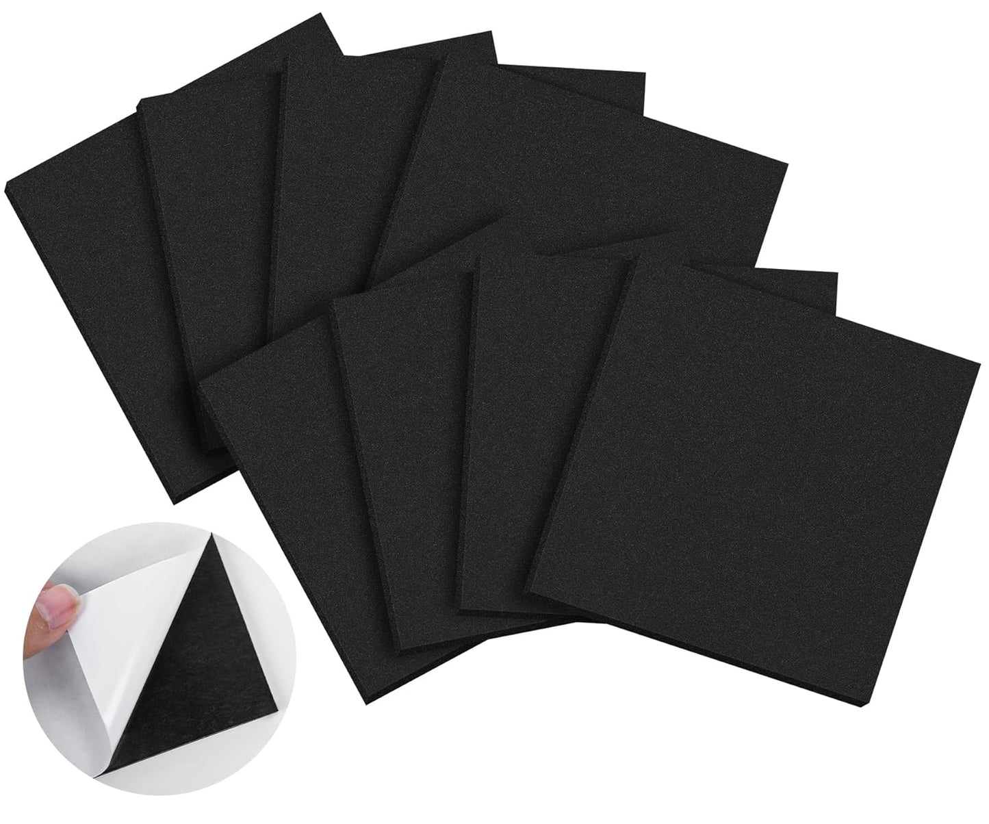 ToLanbbt 8 PCS Adhesive Foam Padding Sheets Closed Cell Neoprene Foam Sheet 1/4" Thick, 4" x 4" Self Stick Insulation Anti Vibration Pads Anti-Slip for Furniture, Cars, Speakers, DIY