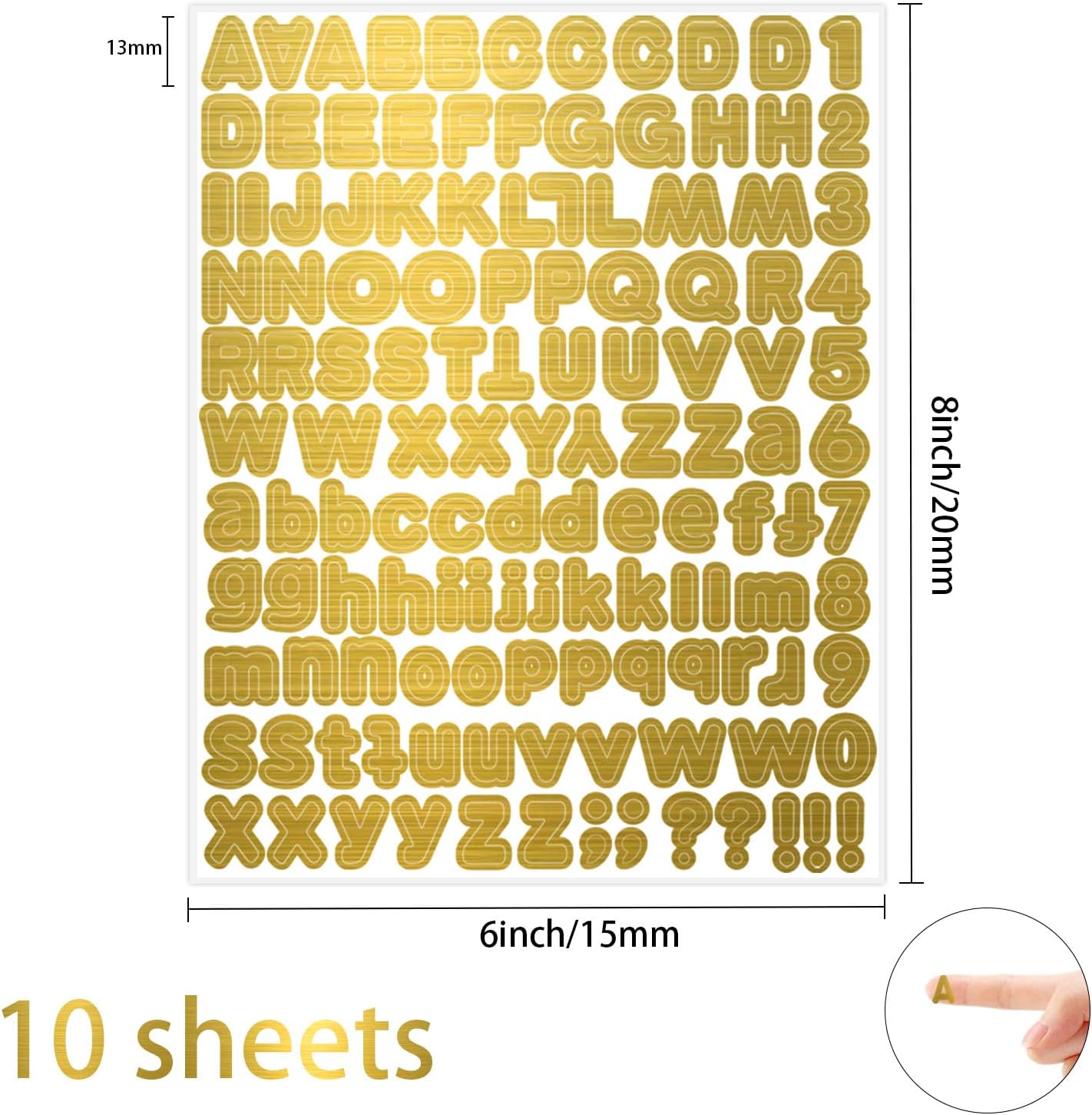 Starboling Letter Stickers, 1/2 inch Gold Alphabet Stickers, Self-Adhesive Vinyl for Mailbox Numbers, Bulletin Boards, Classroom & Home Decor, 0.5''