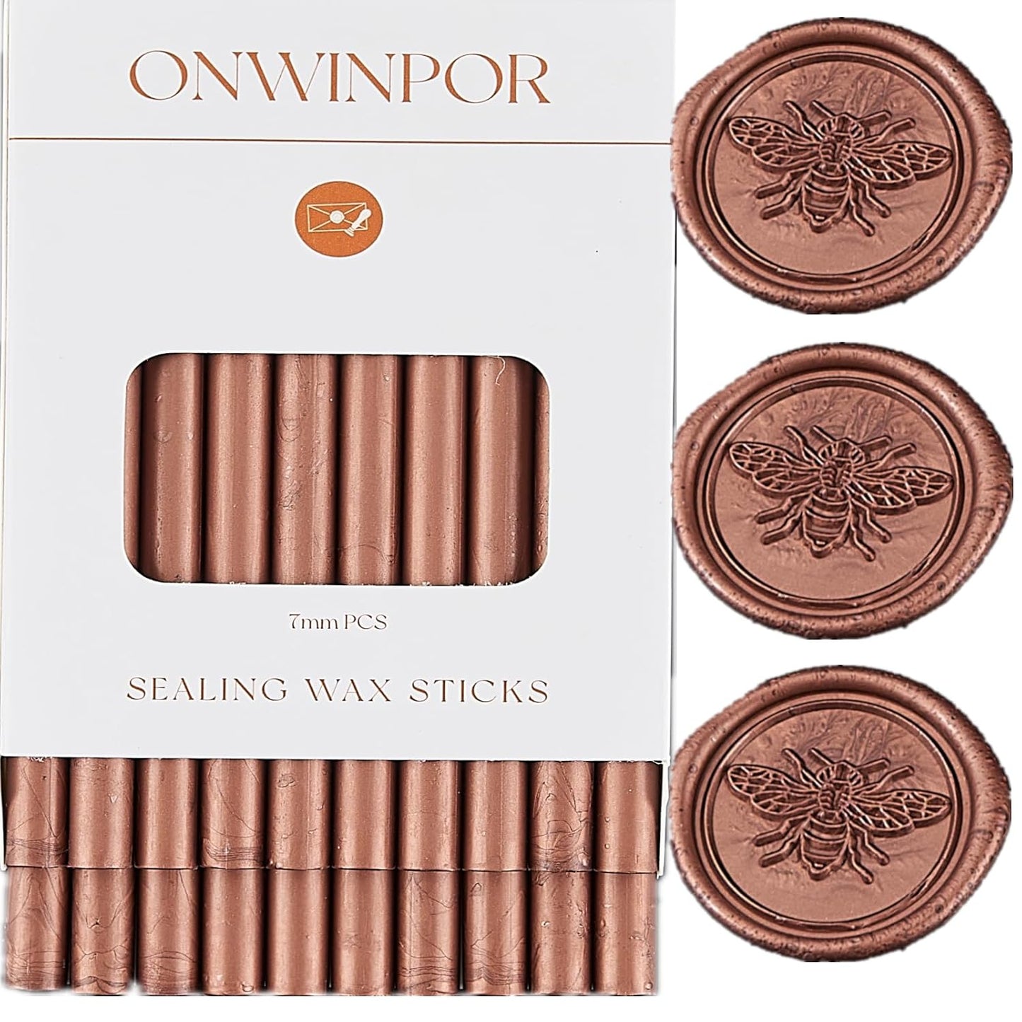 Wax Seal Sticks Red Copper, ONWINPOR 20pcs Glue Gun Wax Sealing Sticks for Wax Seal Stamp, Mini Wax Gun Sticks Suit to 0.28'' Glue Gun, Wedding Invitations (Red Copper)