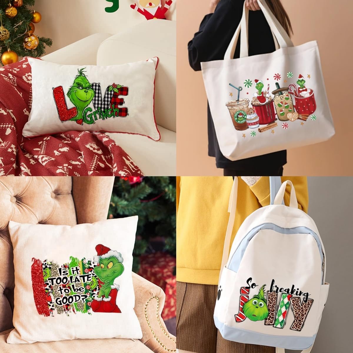 Christmas Iron on Decals Transfer, Funny Christmas Heat Transfer Stickers Iron on Patches for Clothes T-Shirts Pillow Cover Hoody Bag Xmas DIY Craft Supplies Vinyl Stickers (12PC-A)