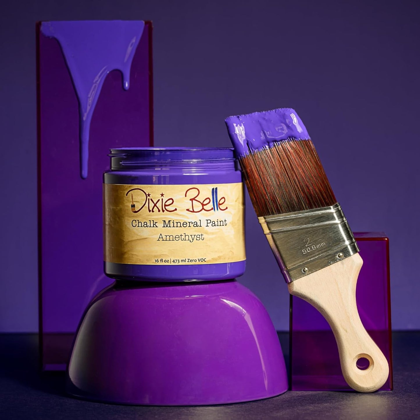 Dixie Belle Paint Company Chalk Finish Furniture Paint - Amethyst (1 Gallon - 128oz) - Matte Deep Purple Chic Chalk Mineral DIY Furniture Paint