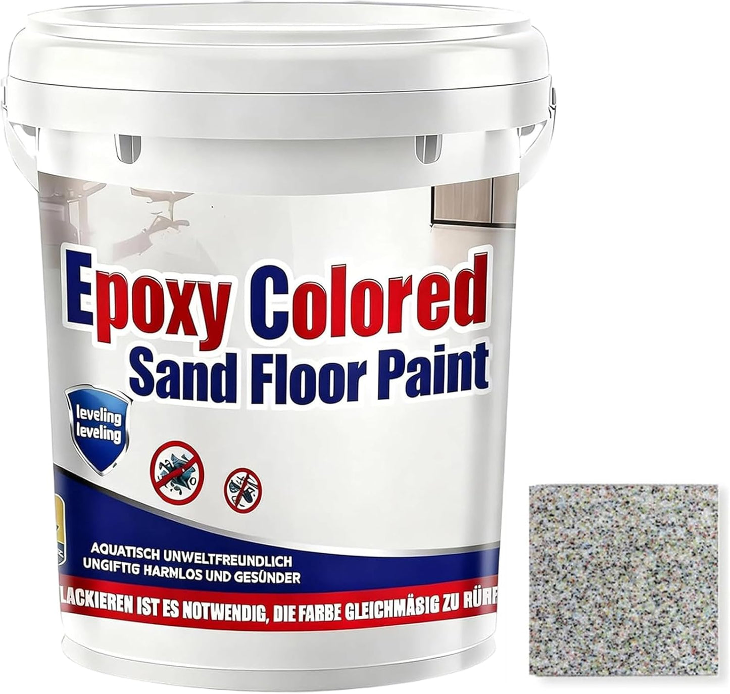 Epoxy Colored Sand Floor Paint, Epoxy Floor Paint for Concrete, High Gloss Marble Effect Coating, Waterproof Non-Slip Concrete Paints, Suitable for Indoor/Outdoor Use (Colorful,16 oz/0.5 kg)