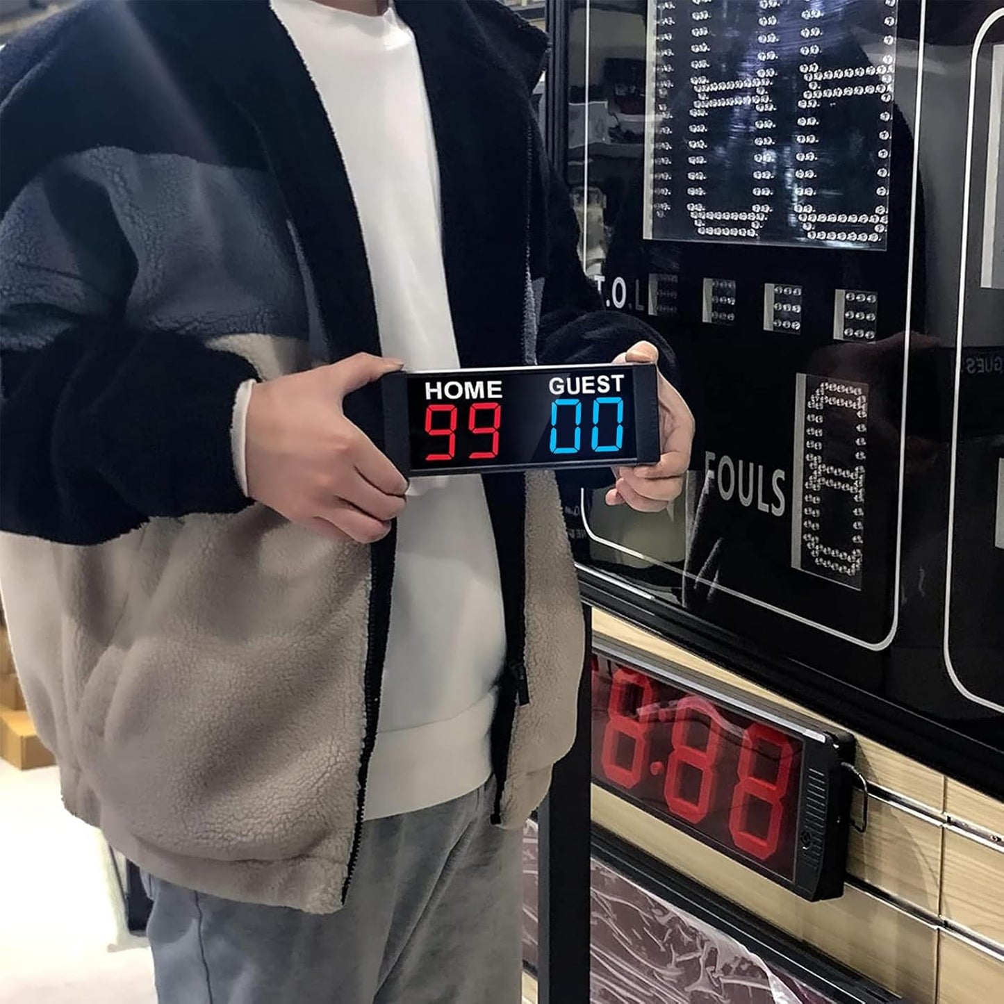 YZ Magnetic Battery Powered Cornhole Scoreboard,Portable Digital Scoreboard with Remote,Ping Pong Score Keeper with Buzzer,LED Electronic Scoreboard for Basketball/Baseball/Volleyball/Billiard Games
