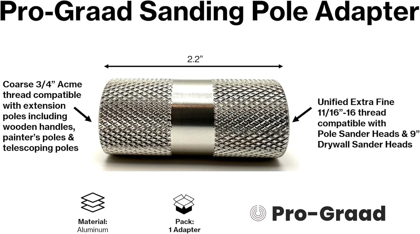 Sanding Pole Adapter, Connect Wood Handles, Telescopic, Multi Purpose Paint Extension to Drywall Standard Sander Head