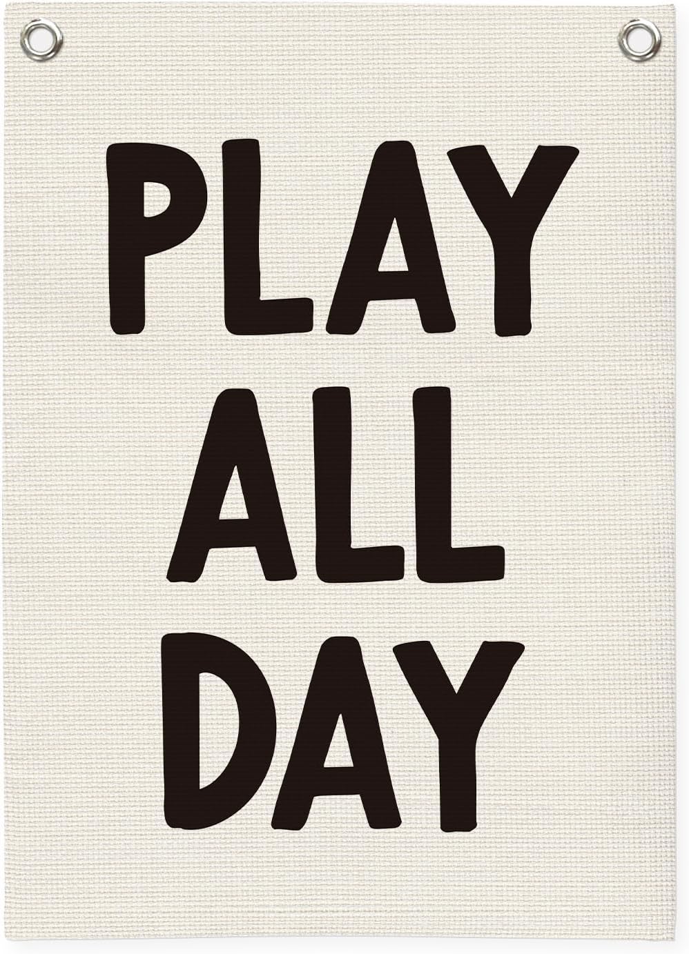 Playroom Wall Decor Linen Canvas Banner,Play All Day Wall Hanging Flag Banner for Kids Nursery and Playroom Wall Decor,Stylish Room Decor for Boys and Girls 18x25 Inch