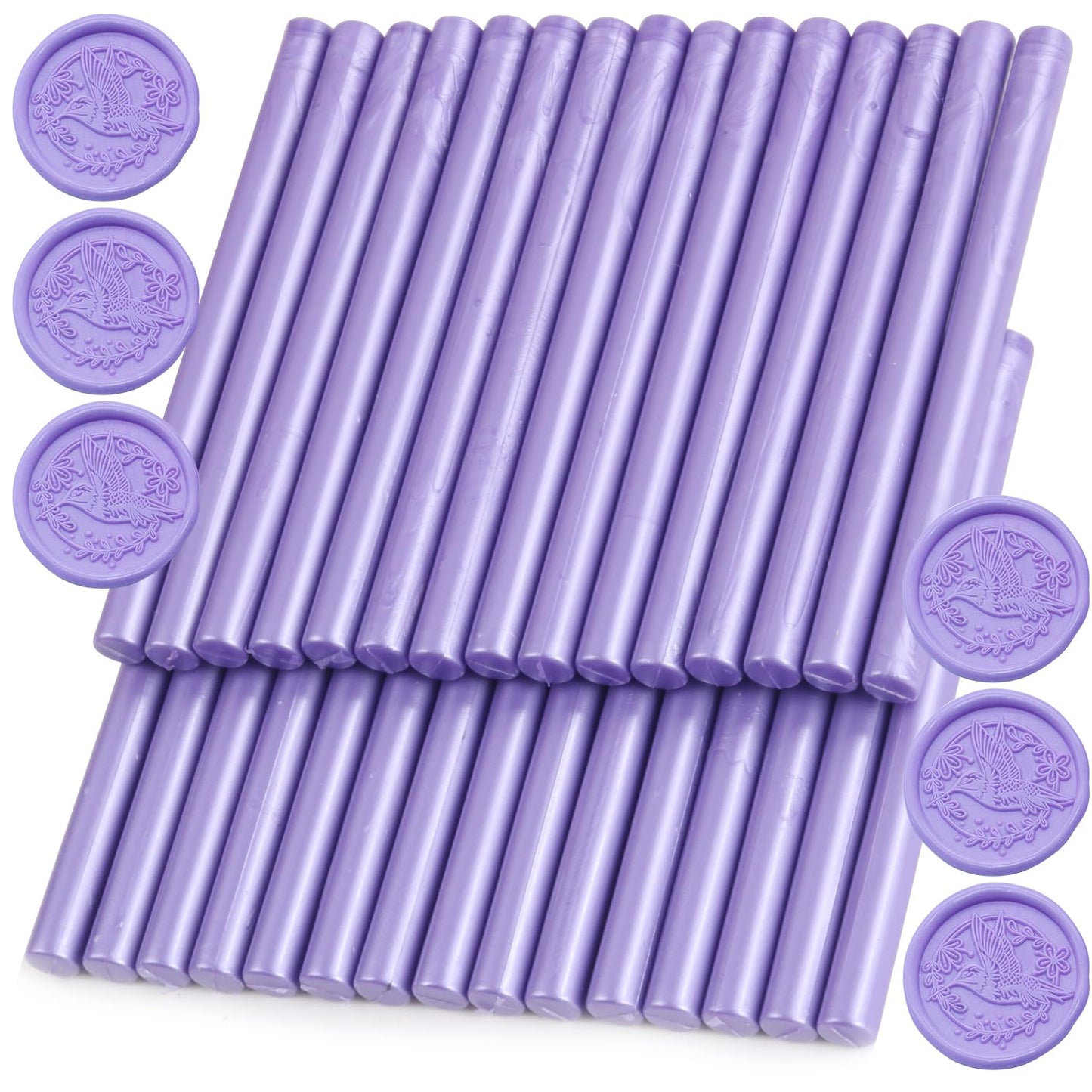 Pearl Purple Wax Seal Sticks, 30pcs Sealing Wax Sticks, HOSEALING Glue Gun Wax Seal Sticks for Wax Seal Stamp, Premium Sealing Wax for Wedding Invitations, Letter, Envelope (Mini Size)