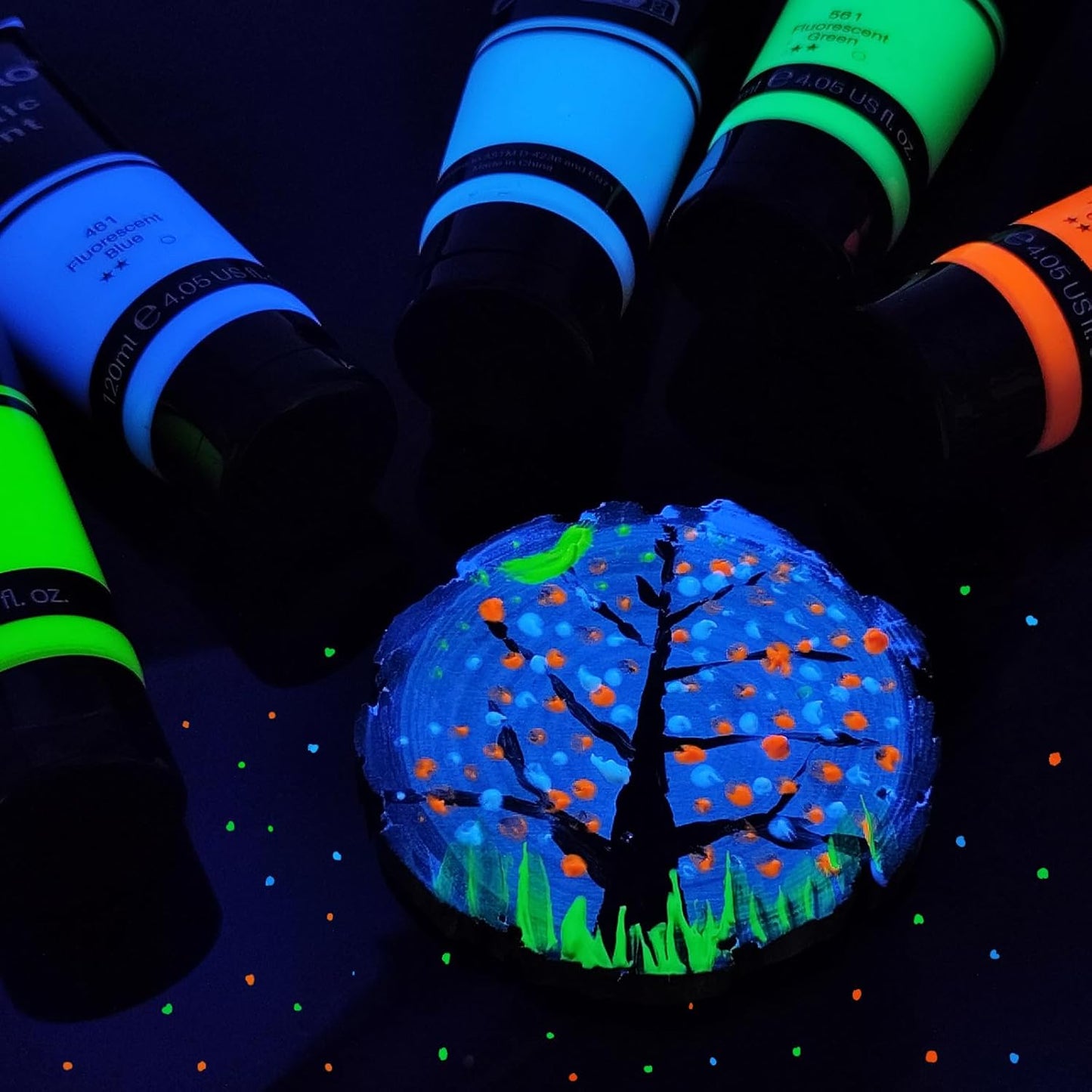 Artecho Glow in the Dark Paint, Neon Orange Paint (120ml / 4.05oz) Tubes, Art Craft Paints for Canvas, Rock, Stone, Wood, Fabric, Art Supplies