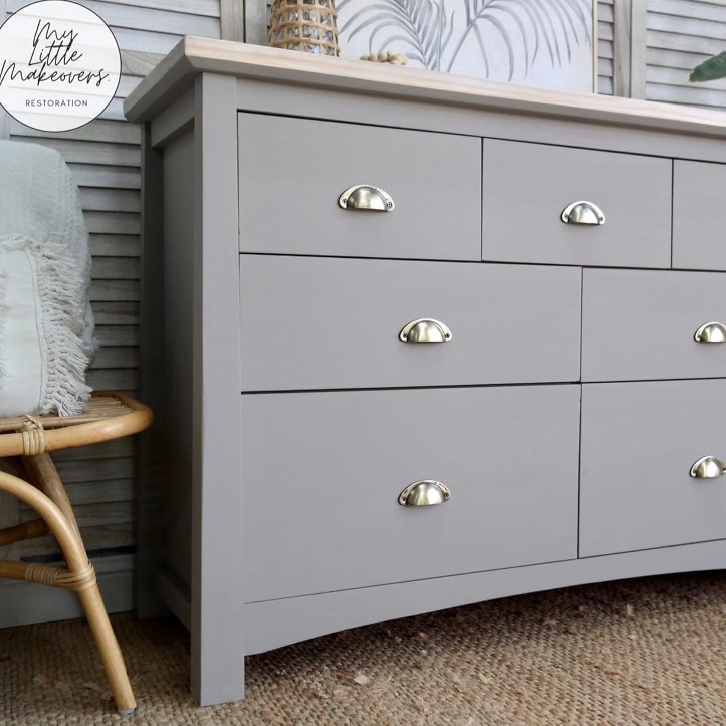 Dixie Belle Paint Company Chalk Finish Furniture Paint - French Linen (8oz) - Matte Light Taupe Chic Chalk Mineral DIY Furniture Paint