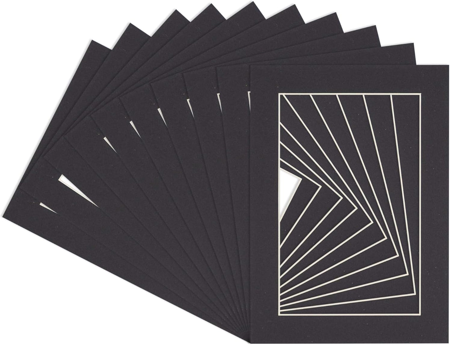5x7 Mat for 8.5x11 Frame - Precut Mat Board Acid-Free Show Kit with Backing Board, and Clear Bags Black 5x7 Photo Matte Made to Fit a 8.5x11 Picture Frame Matboard for Framing, Pack of 100 Mats