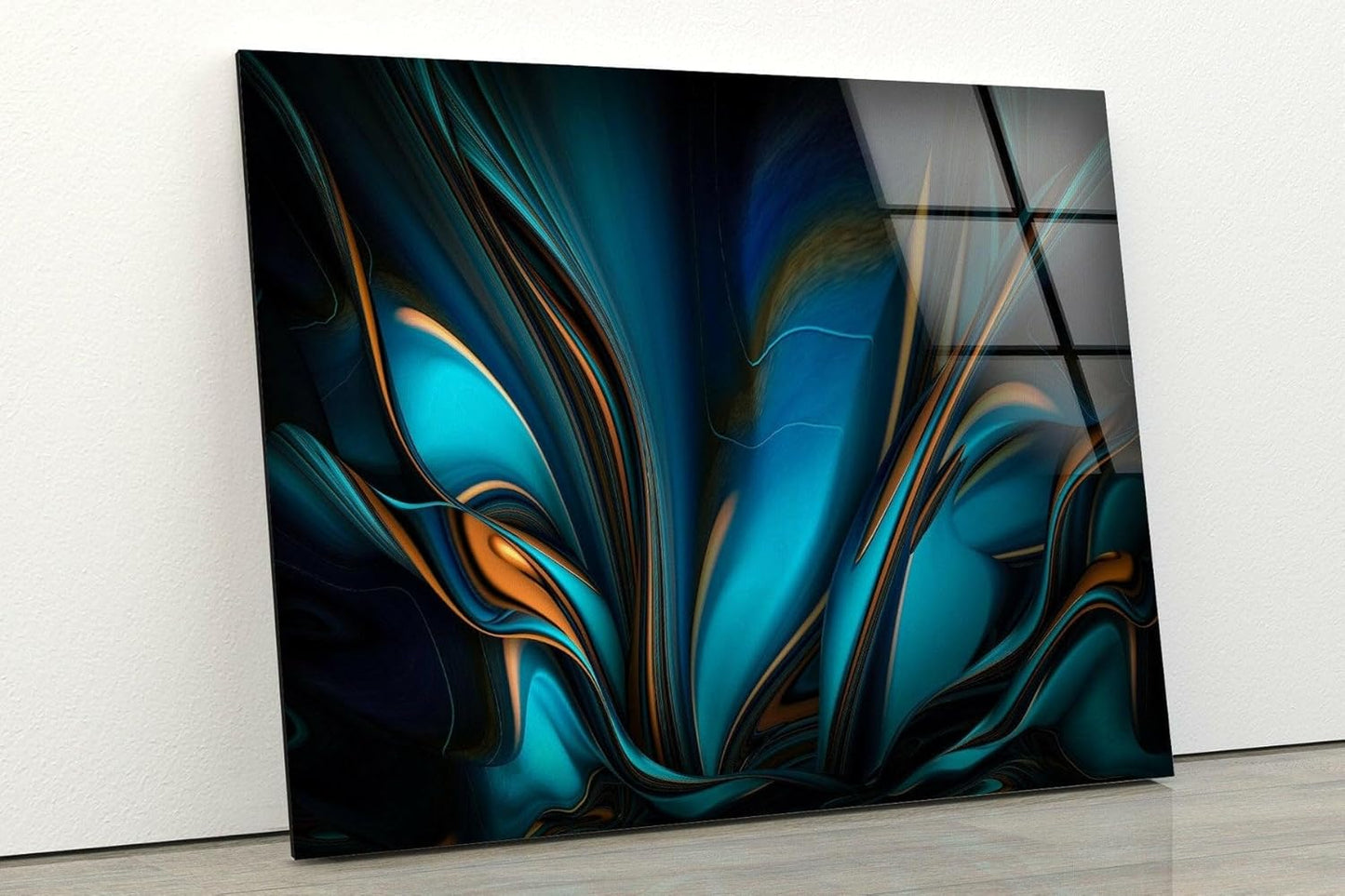 My Photostation.com 20Wx14H'' Orange & Blue Abstract Glass Wall ArtTempered Glass Printing Wall Decor Large Wall Art Wall Hangings