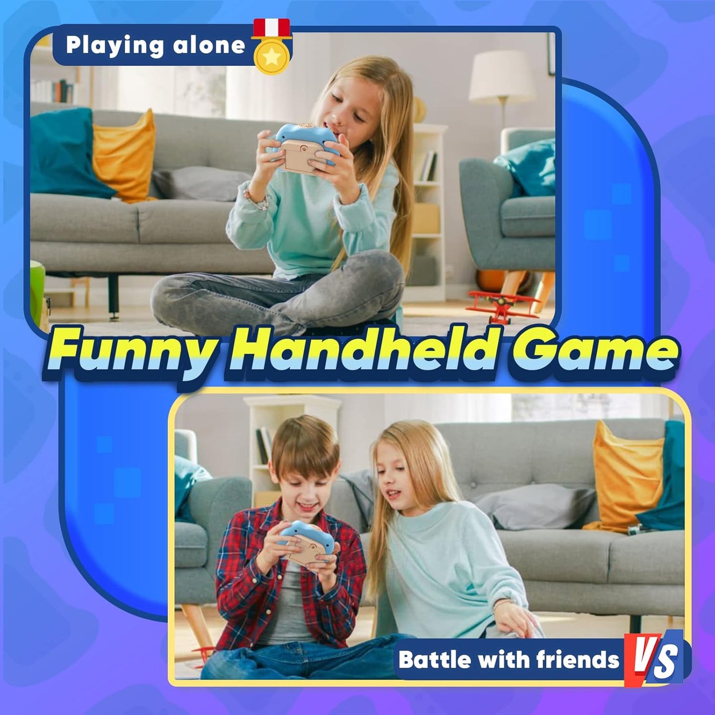 Handheld Game for Kids 6-12, Sensory Fidget Toys for Kids 8-12, Birthday Gifts for 6 7 8 9 Year Old Boys & Girls & Teens-Blue