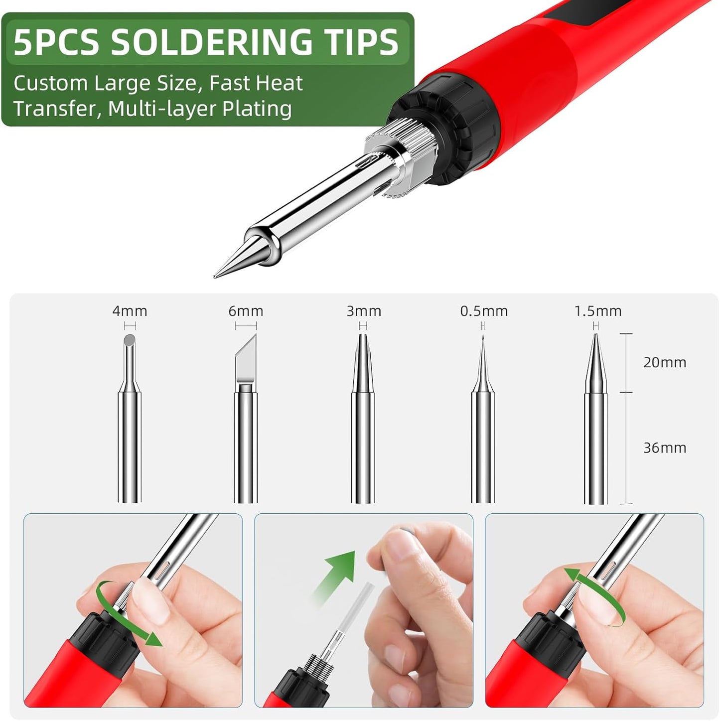 Soldering Iron Kit, 190W Soldering Gun, 110V LED Solder Kit for Electronics, Adjustable Temperature 356-932℉, Includes Solder Wire, Sucker, Tips, Stand, Tweezers, Paste and Solid Wood Box, Red