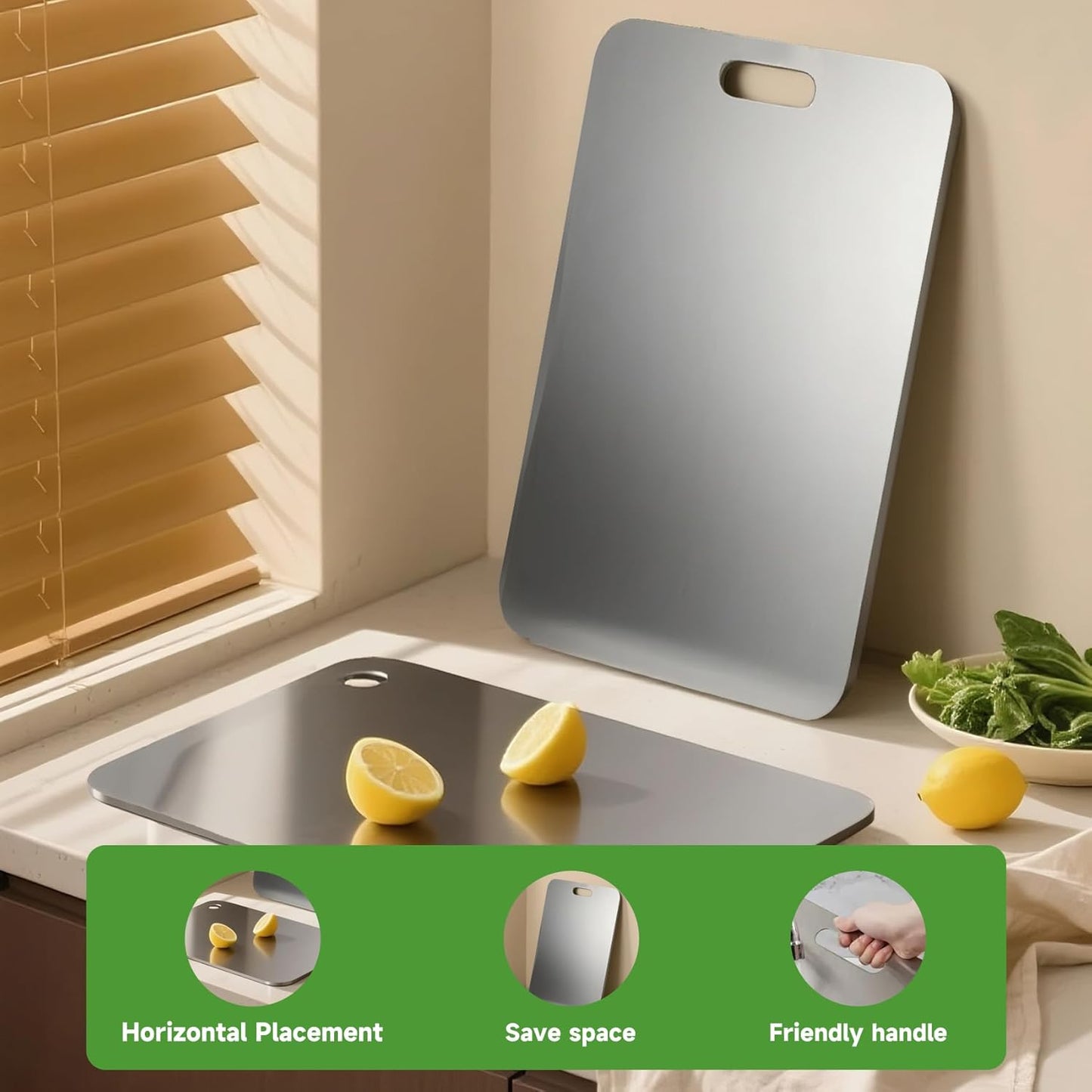 Katuchef Titanium Cutting Board - New Upgrade 100% Pure Titanium Cutting Boards for Kitchen Double Sided Non Toxic Cutting Board,Hygiene Durable Dishwasher Safe Chopping Board(1PC-XL:18.11IN*11.81IN)