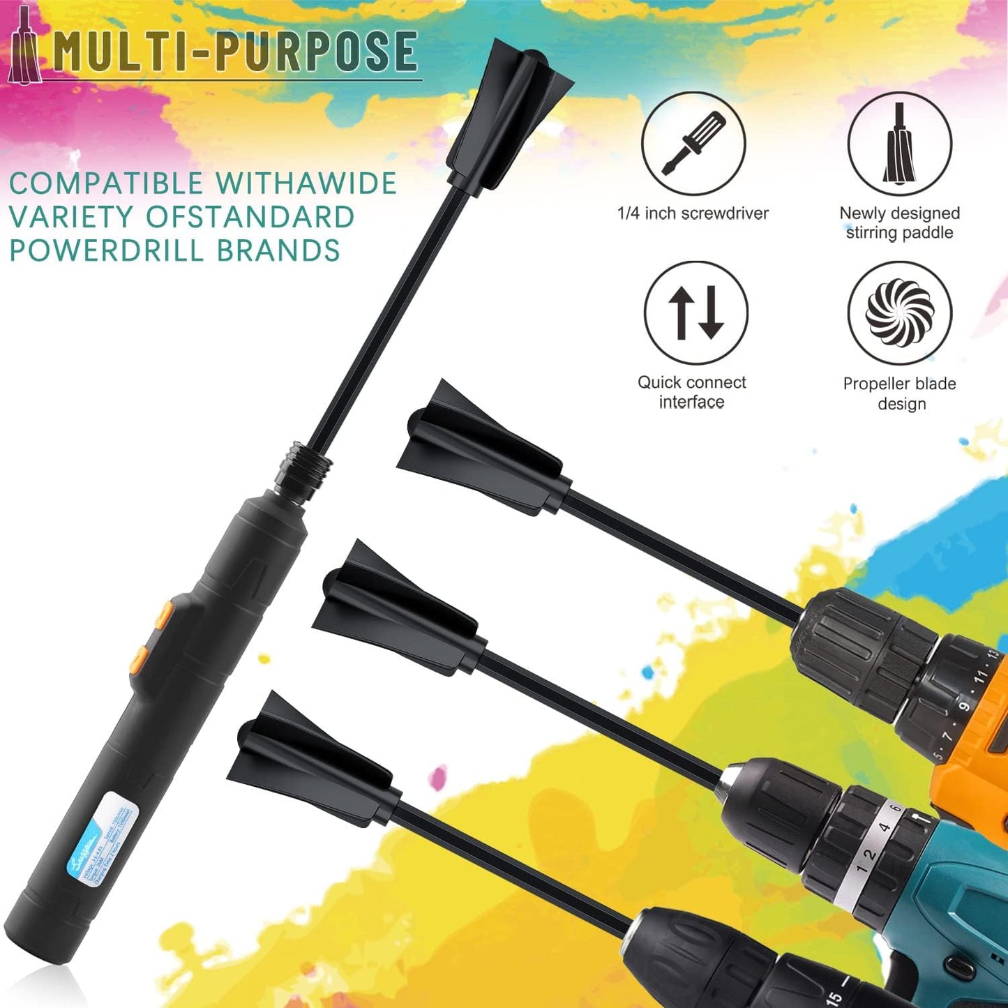 Suzzam Resin Mixer Paddles, 12 pcs Plastic Epoxy Mixer for Drill Paint Stirrer for Drill, Reusable Multipurpose for Resin Mixing, Paint Mixing