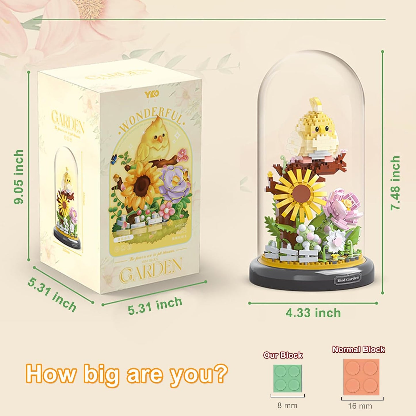 Parrot Flower Bouquet Building Set Plants Friend Set Adults Bonsai Tree Animal Building Blocks Set Party Favors for Kids Valentine's Birthday Gift for Girlfriend Boys Girls Age 6-12+(Parrot)