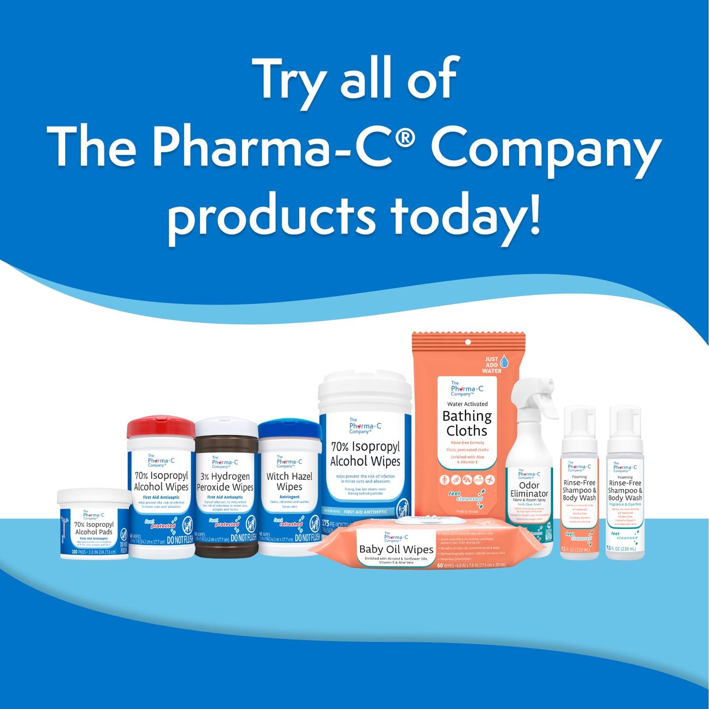 The Pharma-C Company - 3% Hydrogen Peroxide Wipes [6 pack - 40ct canisters] - First Aid. H202 Skin Safe Antiseptic Wound Cleaner.