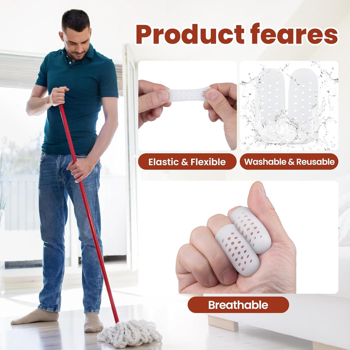 PAGOW 10pcs Gel Finger Cots/Covers, Silicone Finger Protector Support, Finger Caps Finger Sleeves Thumb Protector for Finger Cracking Trigger Finger Arthritis Pain Relief (White, Small)