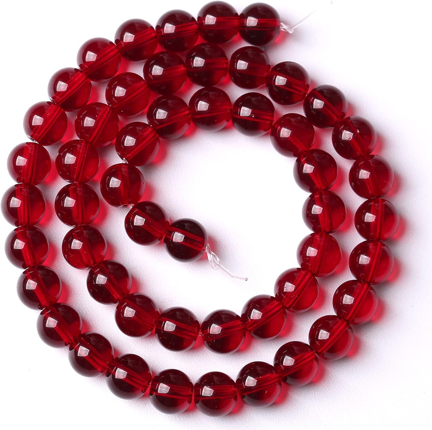 Smooth Garnet Red Glass Crystal Round Loose BeadsFor Jewelry Making DIY Bracelet Necklace Accessories 6mm 68pcs 15" Strand(Garnet Red Glass, 6mm)