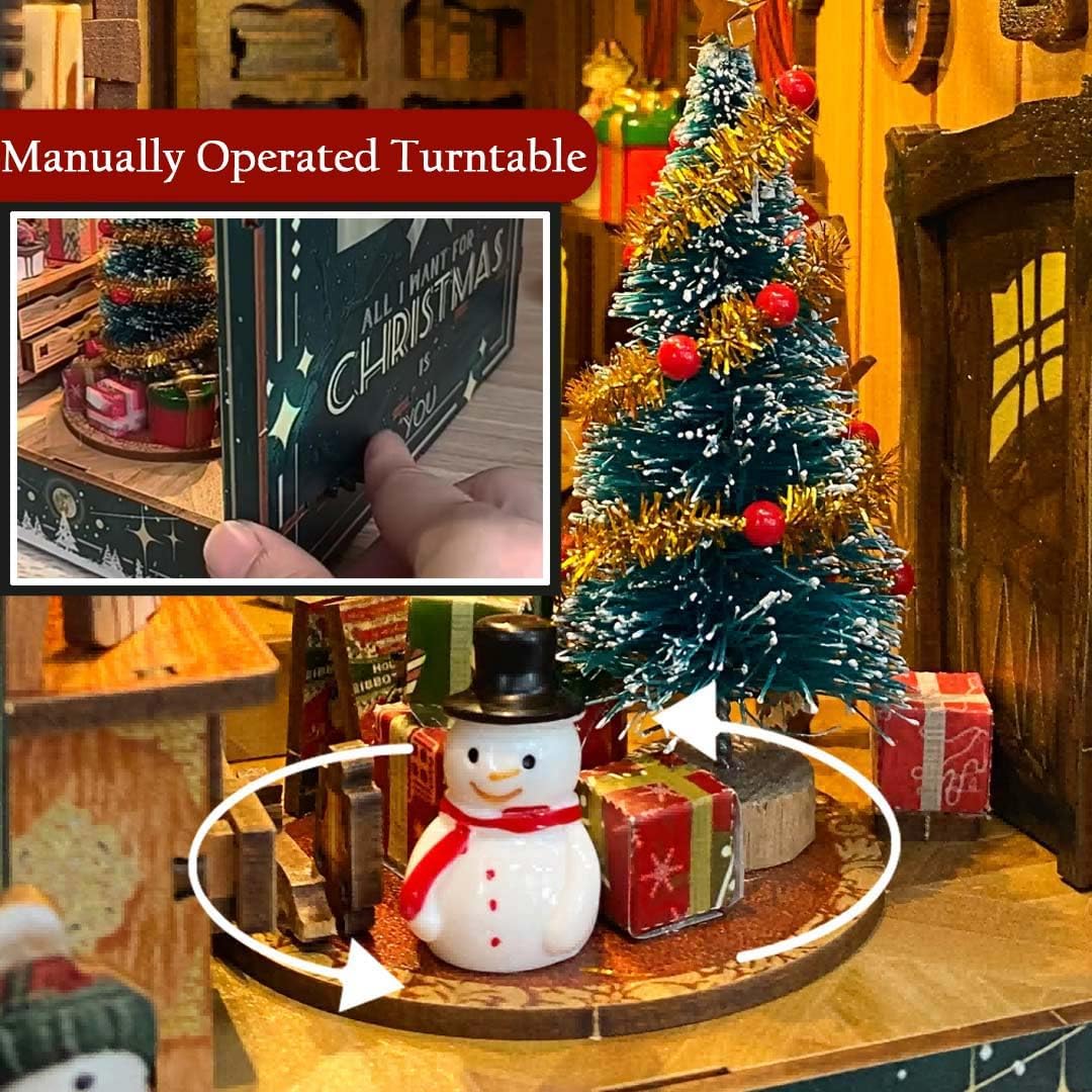 Miniature Book Nook Kit Christmas Book Nooks for Adults, Christmas Tiny House Book Nook Winter Christmas Kit, DIY 3D Puzzle Christmas House (Jingle Cabin)