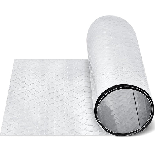 Diamond Plate Sheet Metal Heavy Duty Tread Aluminum Sheet Diamond Tread Plate for Wall Covering, Cargo Trailer, RV and More(24 x 96 Inch,Silver)