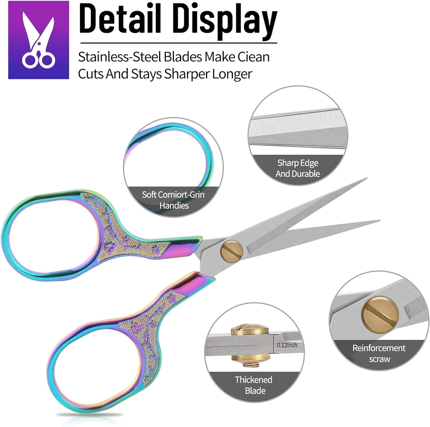Small sharp scissors-Glexal 5 Inch Precision Scissors-2 pack,razor Sharp Blade Shears for craft embroidery sewing school office cutting…