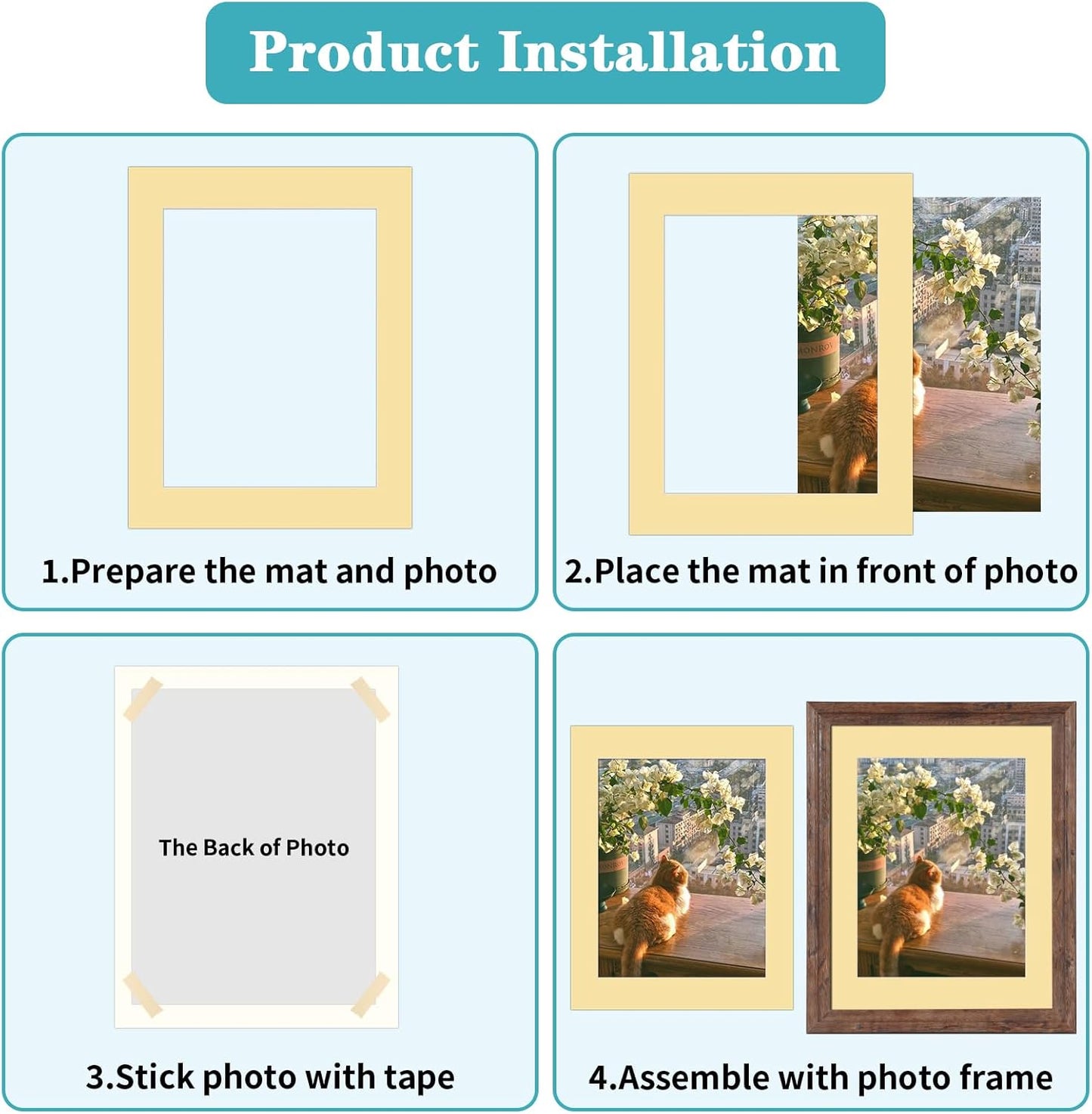 ZBEIVAN 12 Packs Mixed Colors 11x14 Picture Frame Mats for 8.5x11 Photos, Artworks and Prints, White Core Bevel Cut Frame Mattes