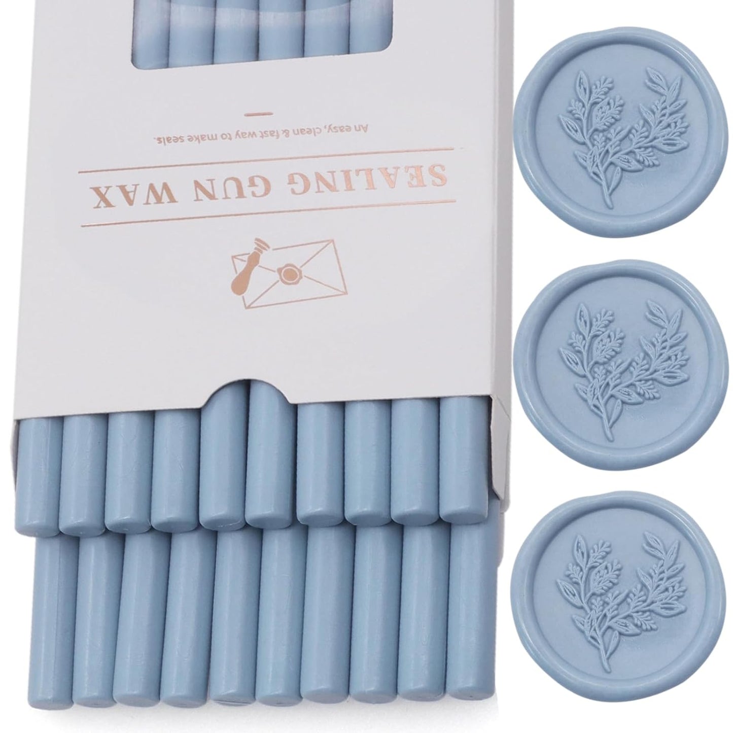 Dusty Blue Wax Seal Sticks 20pcs, Andotopee Glue Gun Wax Seal Sticks for Wax Seal Stamp, Premium Sealing Wax for Envelope Letter Seal Wedding Invation Craft Adhesive, Great Gift Ideas (Mini Size)