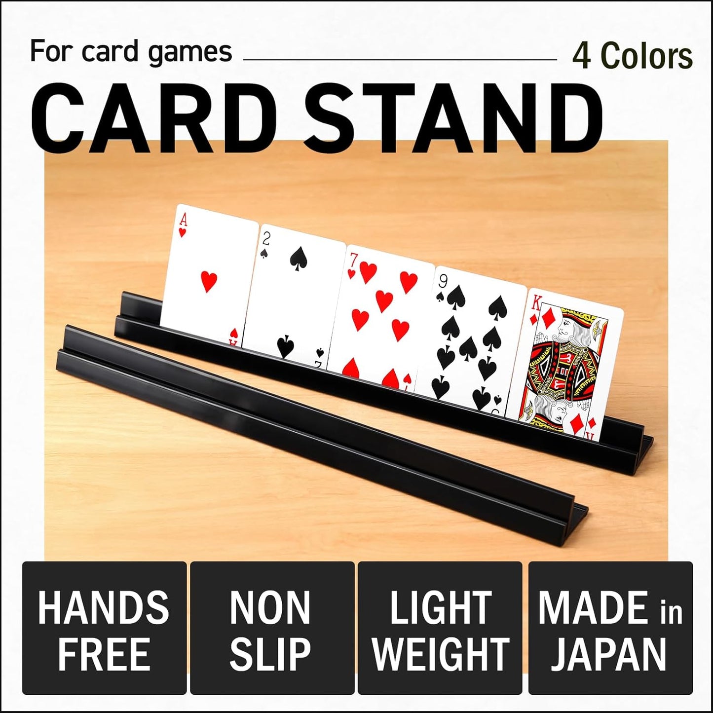 Lightweight Non-Slip Card Holder Stand – Set of 2, 13.4 Inches – Made in Japan for Card Games and TCG, Anti-Skid Base (2 Pack-Black)