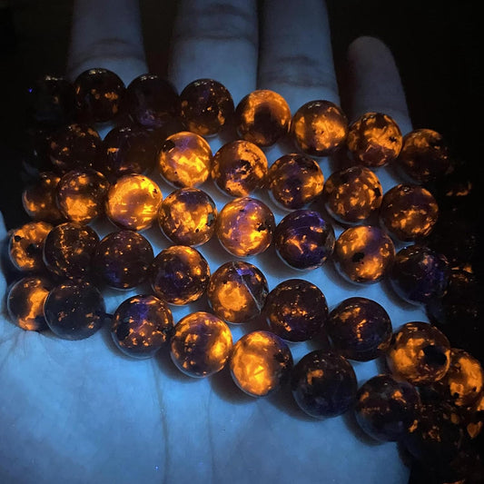 10MM 72pcs Natural Flame Yooperlite Stone Energy Beads Round Loose Beads for Jewelry Making DIY Bracelet Necklace 2 Strands 32"